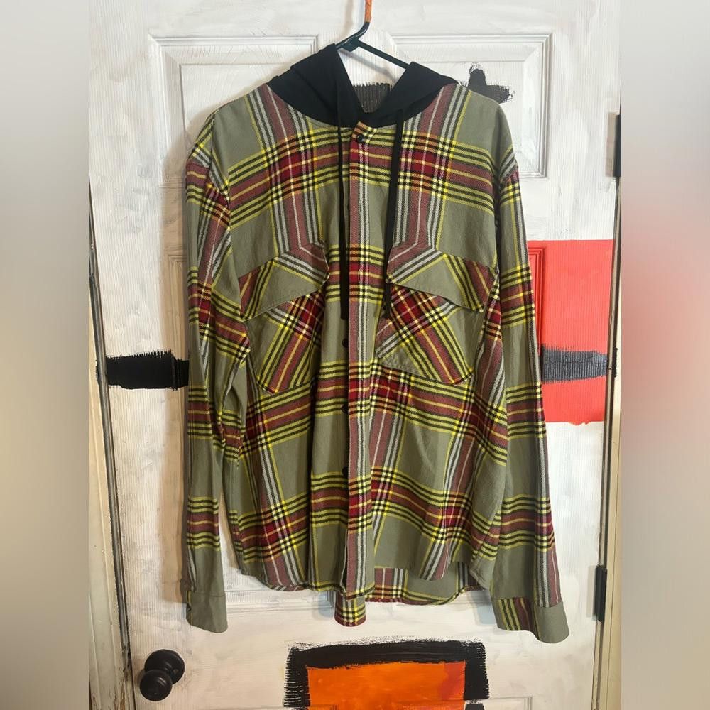 Designer Original use 2xlarge green red plaid button up hoodie Size US XXL / EU 58 / 5 - 1 Thumbnail