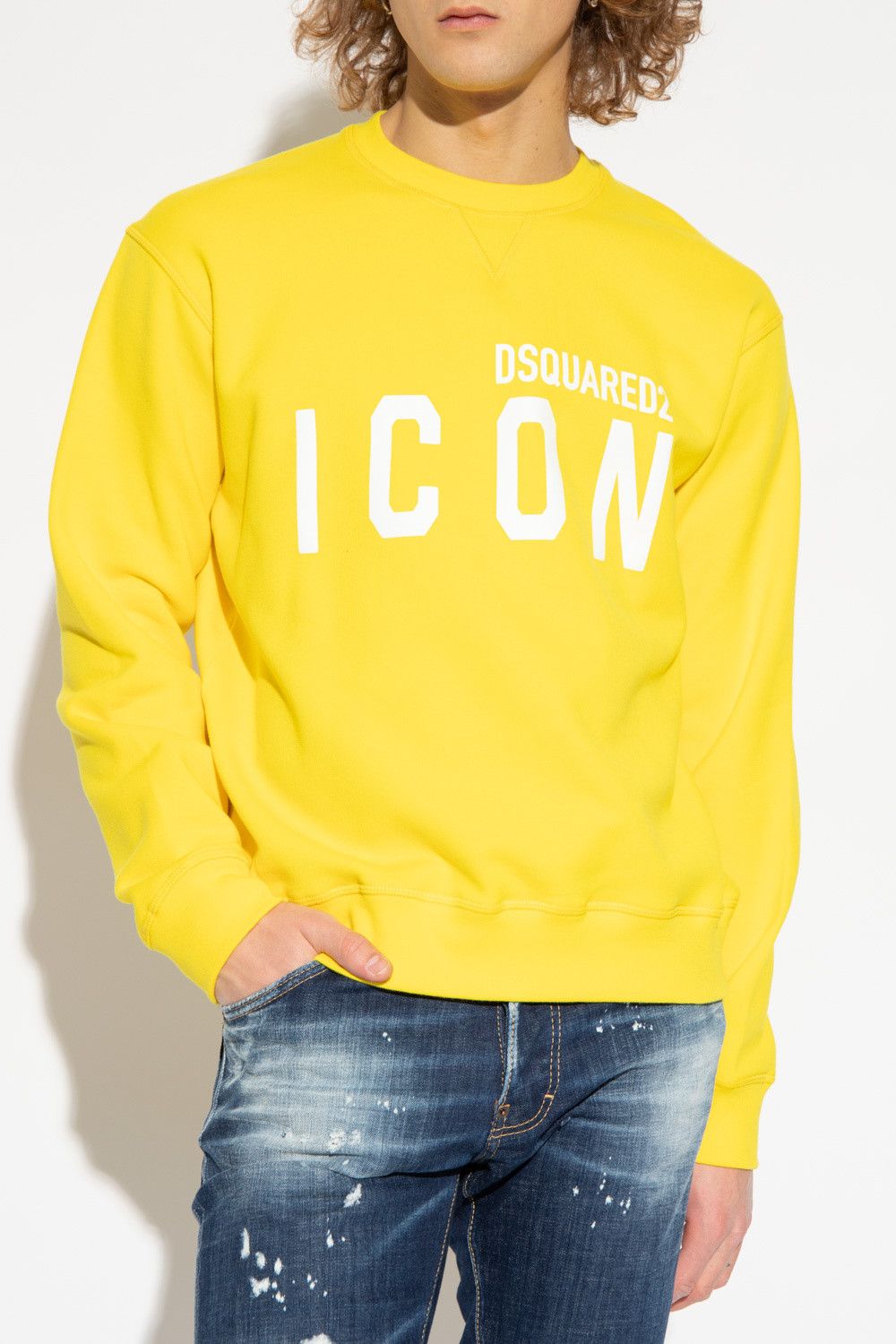 Dsquared2 DSQUARED2 yellow Icon logo print cotton sweatshirt XXL Size US XXL / EU 58 / 5 - 2 Thumbnail
