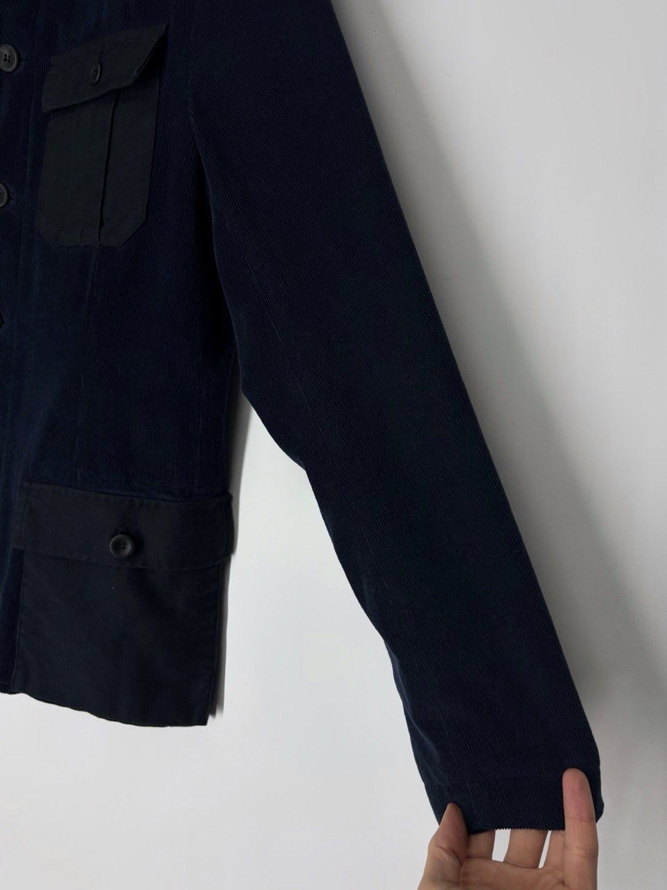hannes roether Hannes Roether Navy Blue Corduroy Jacket With Black Pockets Size US M / EU 48-50 / 2 - 11 Thumbnail
