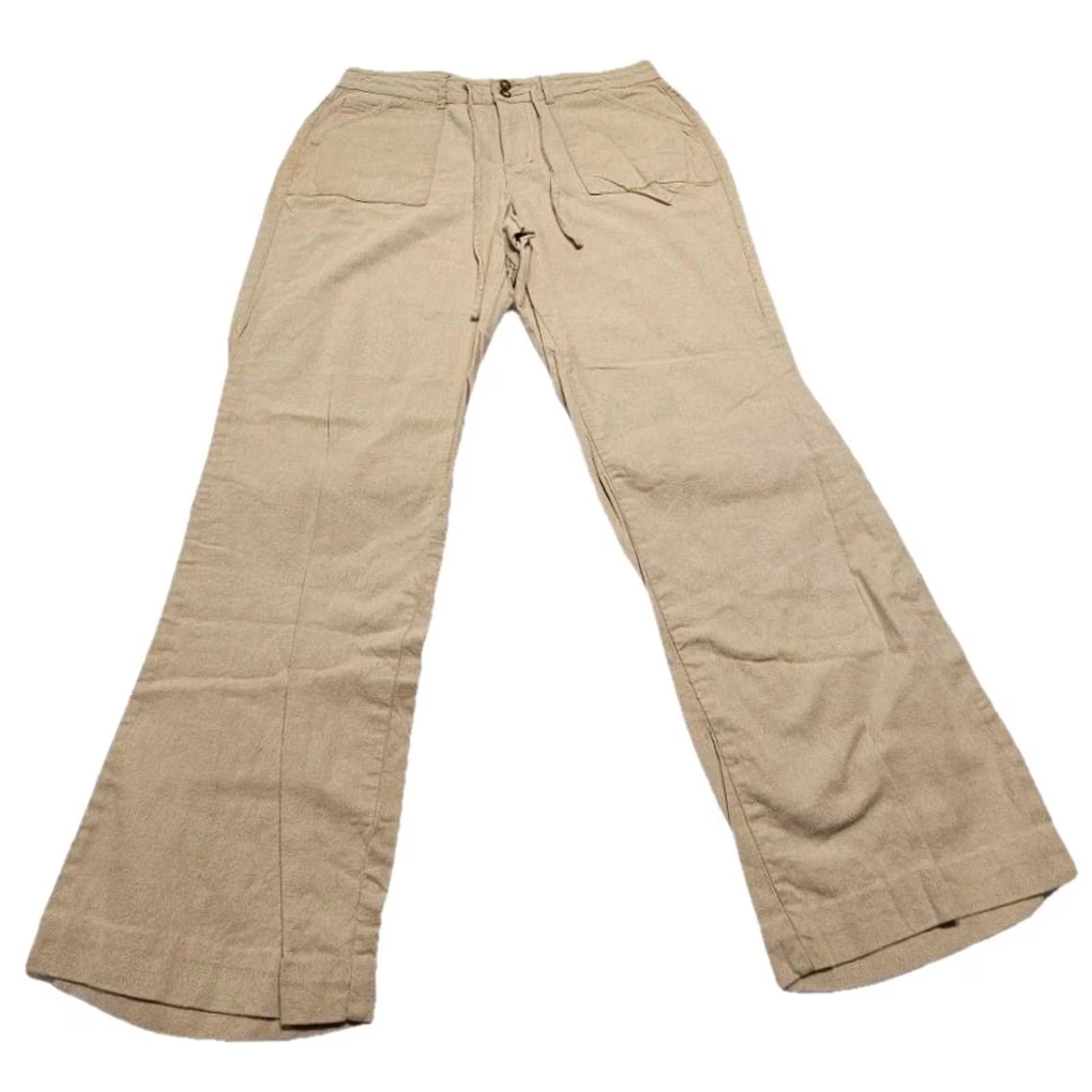 Vintage Cato Linen Blend Wide Leg Pants Women’s 14 Beige Drawstring Coastal Resort Beach Bohemian Lounge Pants Womens Size 36" / US 14 / IT 50 - 2 Thumbnail