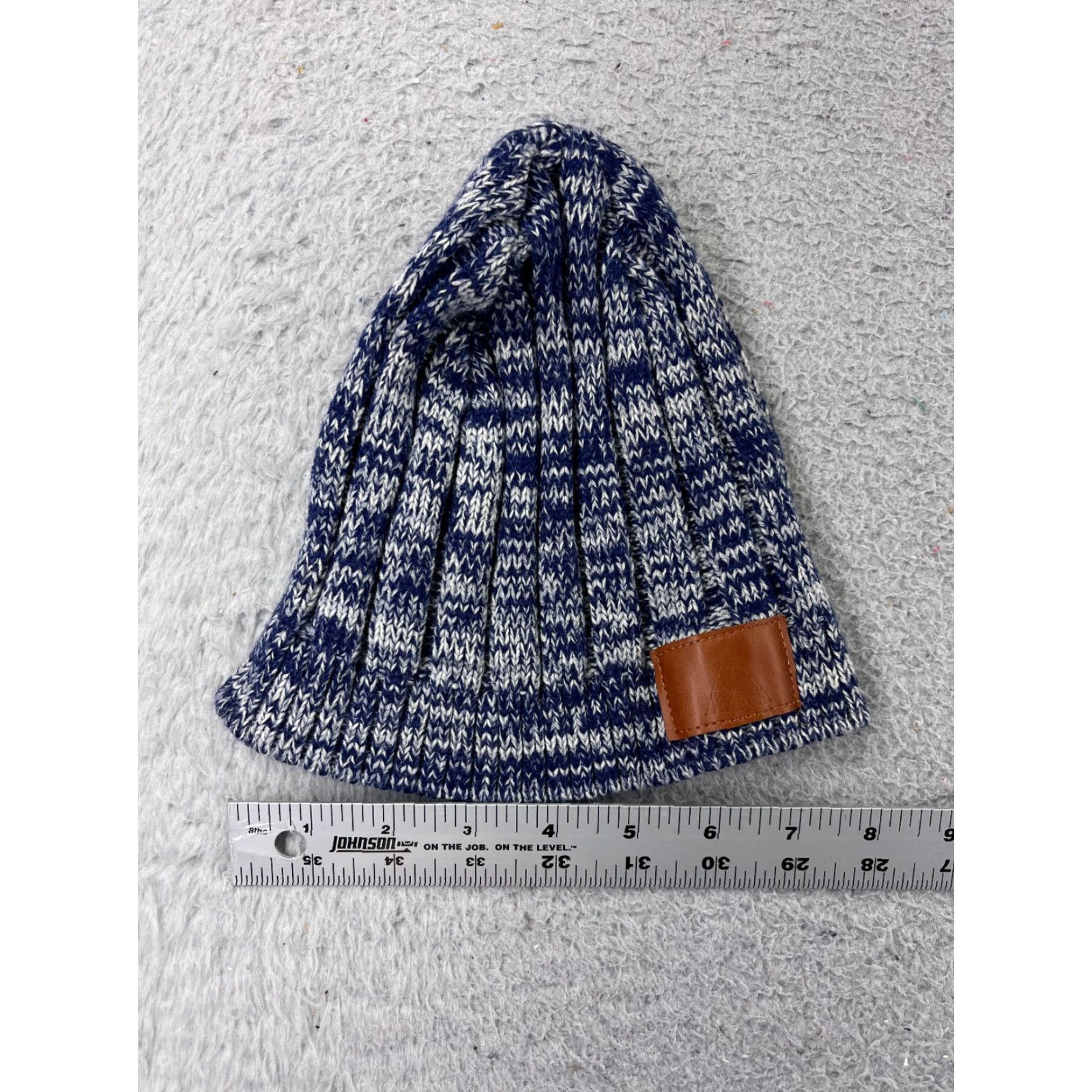Vintage Prime Line Beanie Toque Adult One Size Blue White Knit Acrylic Polyester Blend Size ONE SIZE - 2 Thumbnail