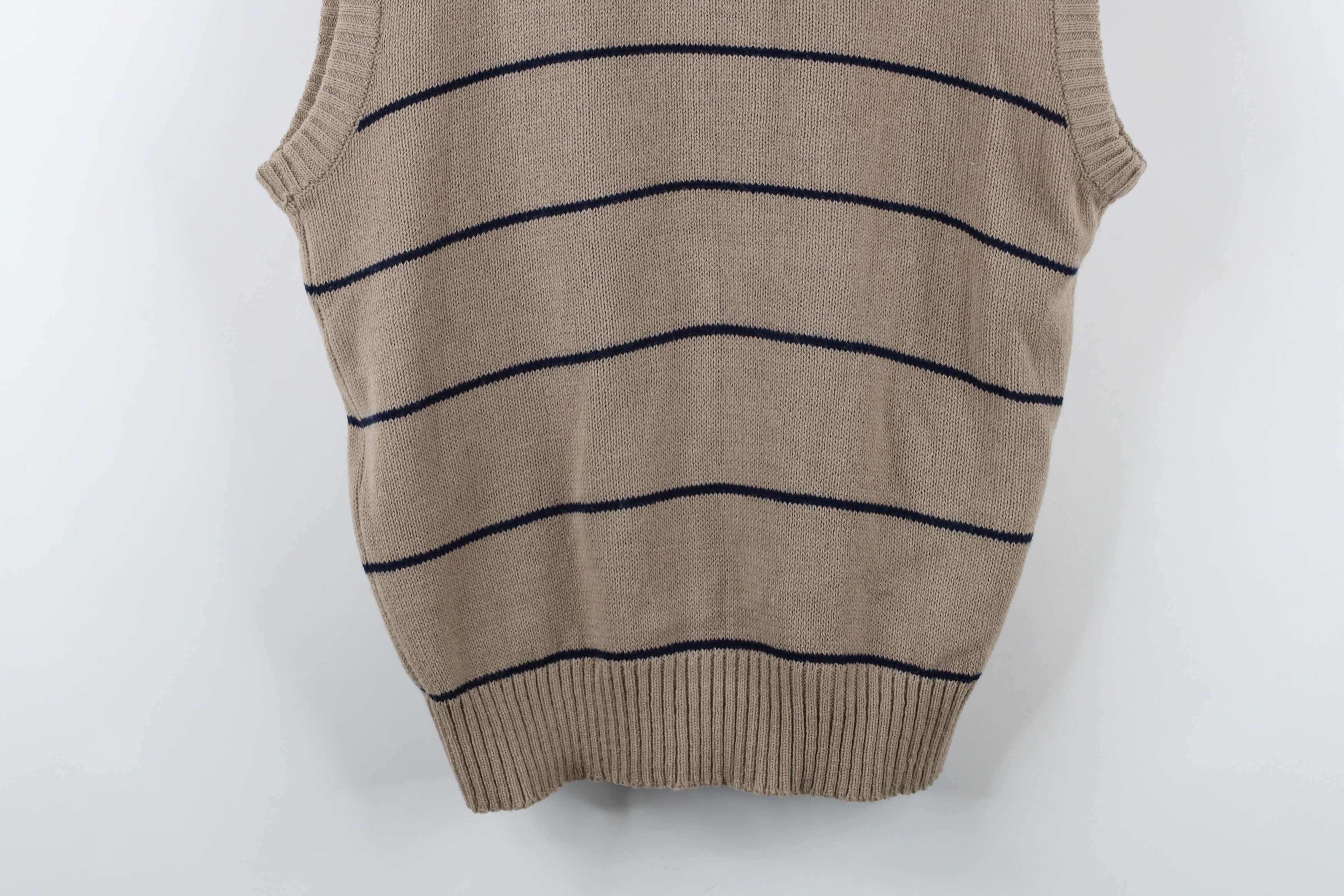 Vintage Vintage 70s Streetwear Striped V-Neck Sweater Vest Beige Size L / US 10 / IT 46 - 10 Thumbnail