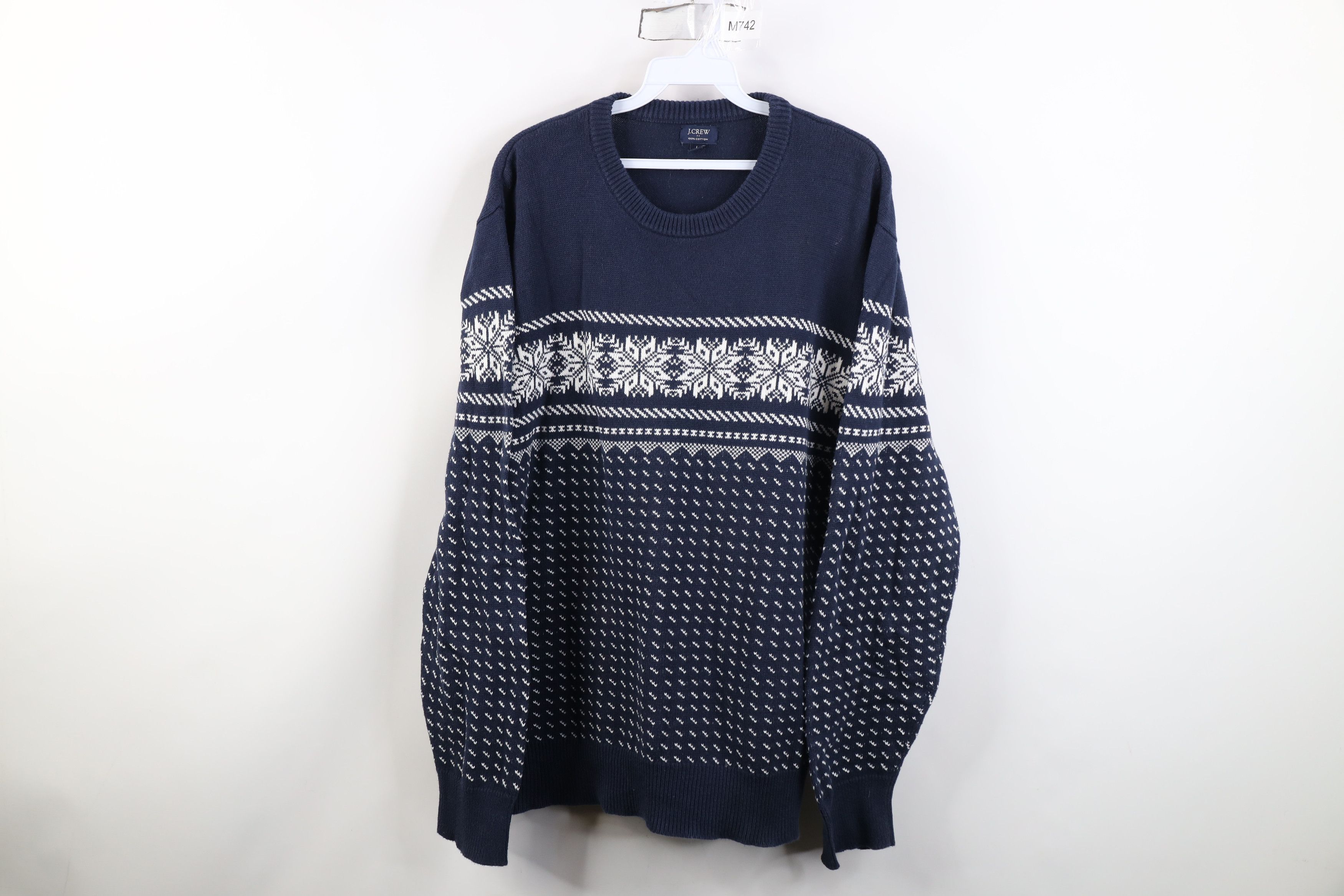 J.Crew Vintage Y2K J Crew Snowflake Fair Isle Cotton Knit Sweater Size US L / EU 52-54 / 3 - 1 Thumbnail