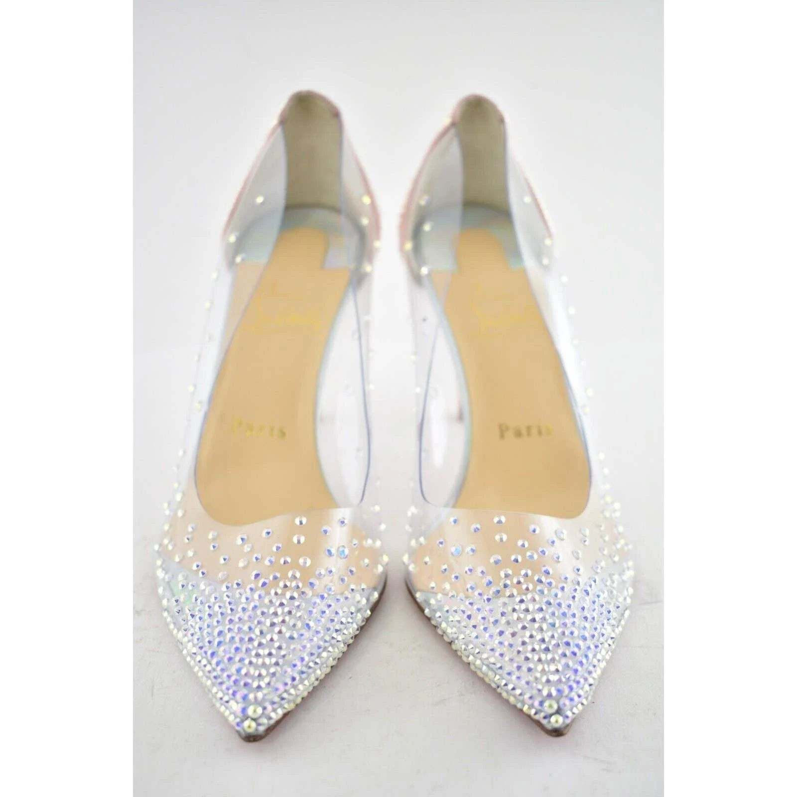 Christian Louboutin Degrastrassita PVC 85 Soupir Pink Crystal PVC Heel Pump 37 Size US 7 / IT 37 - 5 Thumbnail