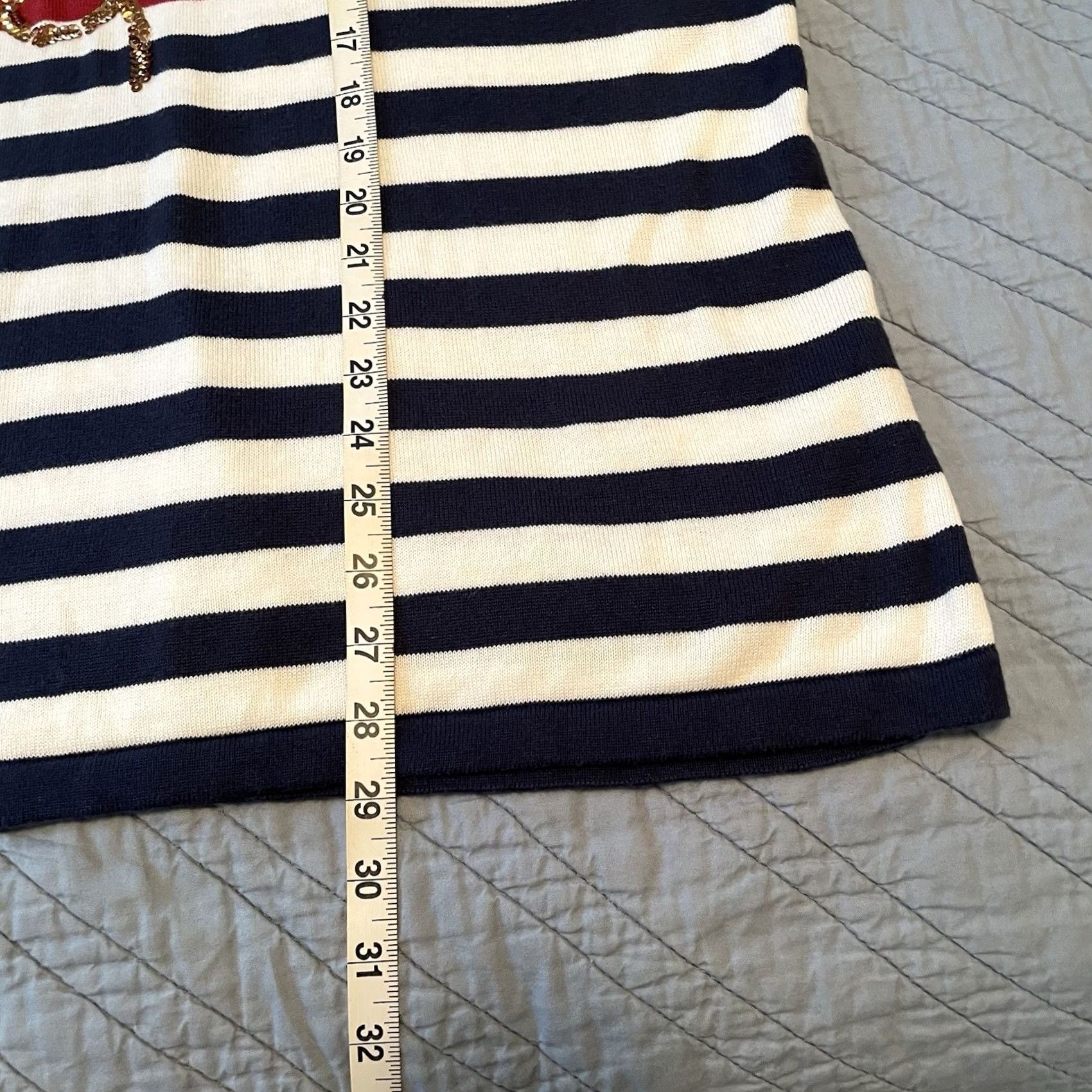 Quacker Factory VINTAGE Quacker Factory Sweater Shirt Womens XL Blue Striped Sailor Nautical Sequin Everyday Pullover Size XL / US 12-14 / IT 48-50 - 7 Thumbnail