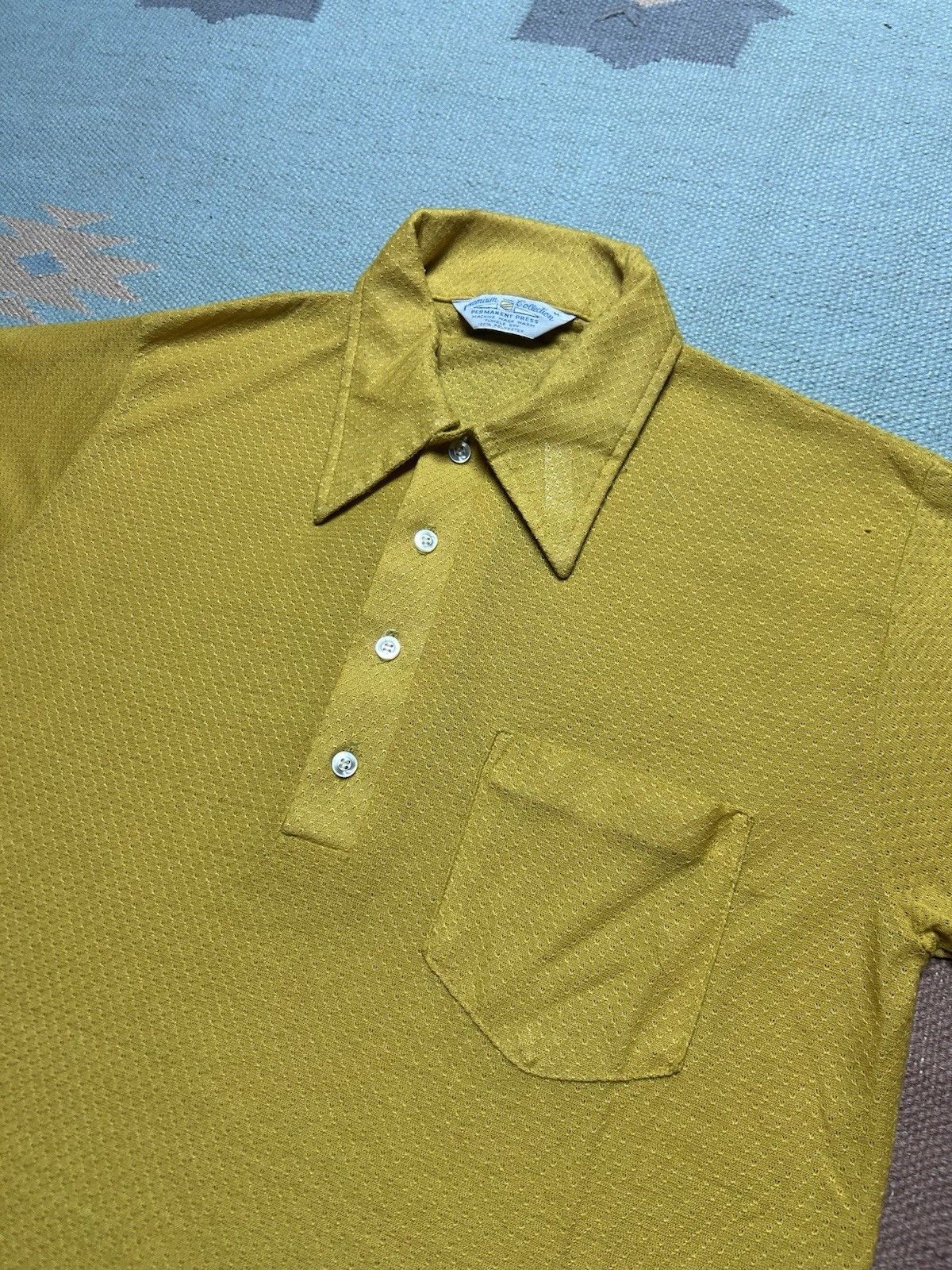 Vintage Vintage 60s 70s polo shirt waffle knit polyester soft medium Size US M / EU 48-50 / 2 - 3 Thumbnail