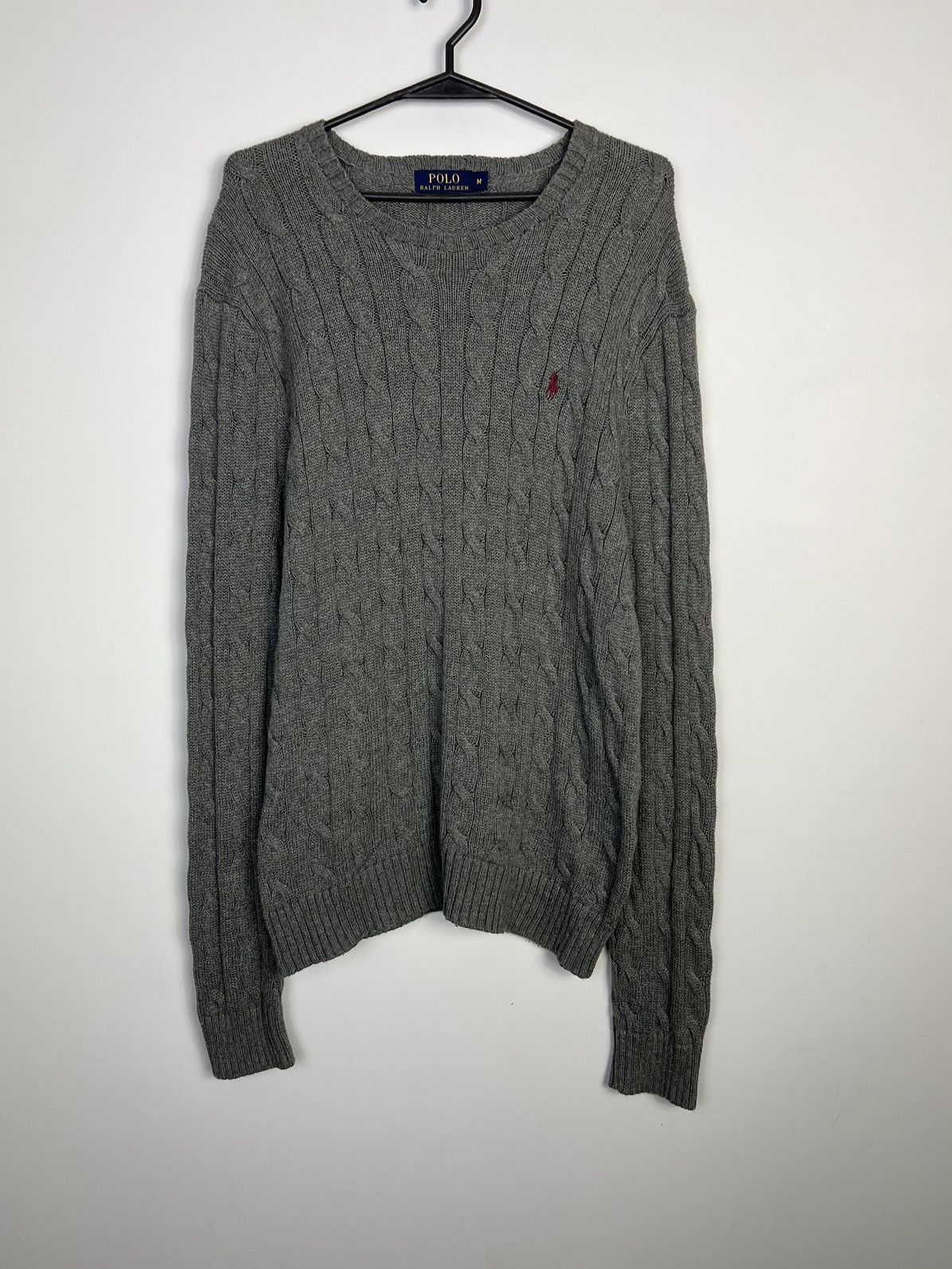 Polo Ralph Lauren Men's Cable Knit Sweater by Polo Ralph Lauren, Gray, cotton Size US M / EU 48-50 / 2 - 1 Thumbnail