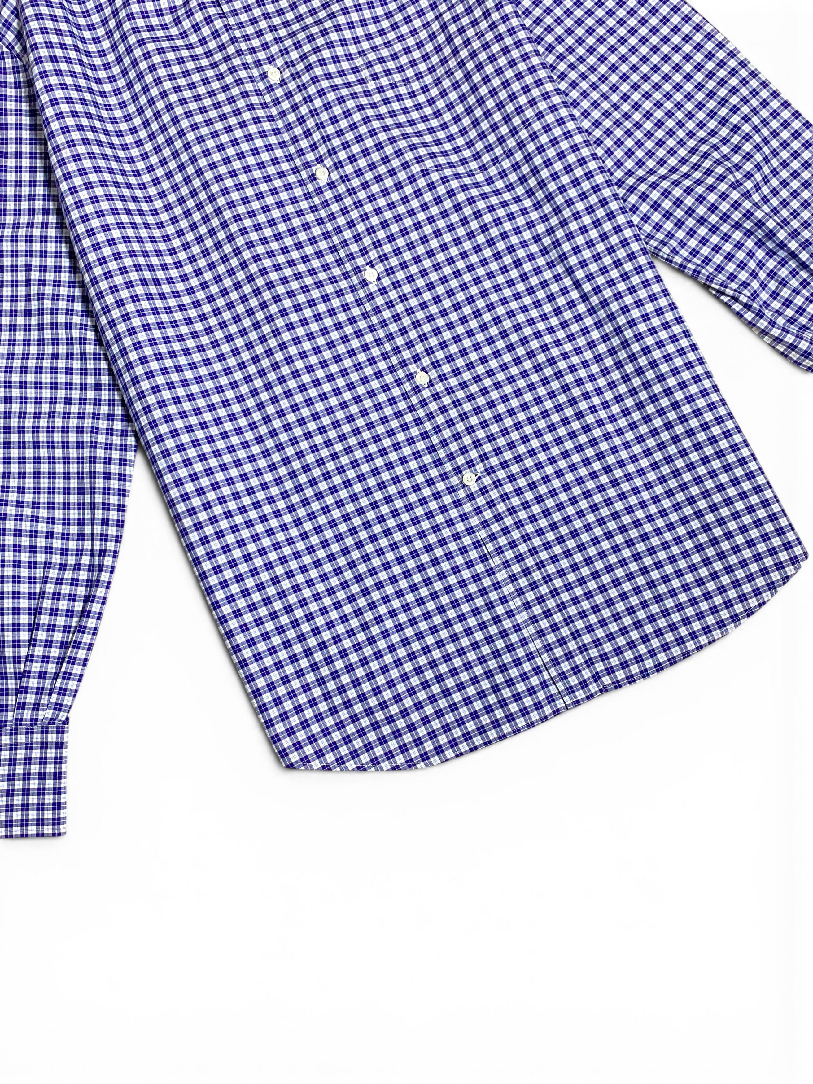 Brunello Cucinelli Brunello Cucinelli Blue White Check Cotton Dress Basic Shirt Size US L / EU 52-54 / 3 - 8 Thumbnail
