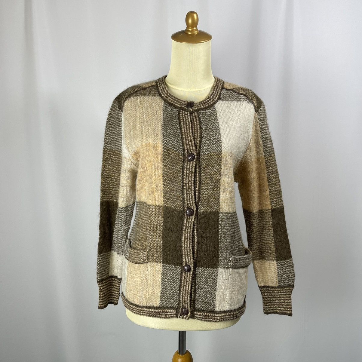 Etienne Aigner Etienne Aigner Vintage Knit Cardigan – Checkered Pattern Size M / US 6-8 / IT 42-44 - 3 Thumbnail