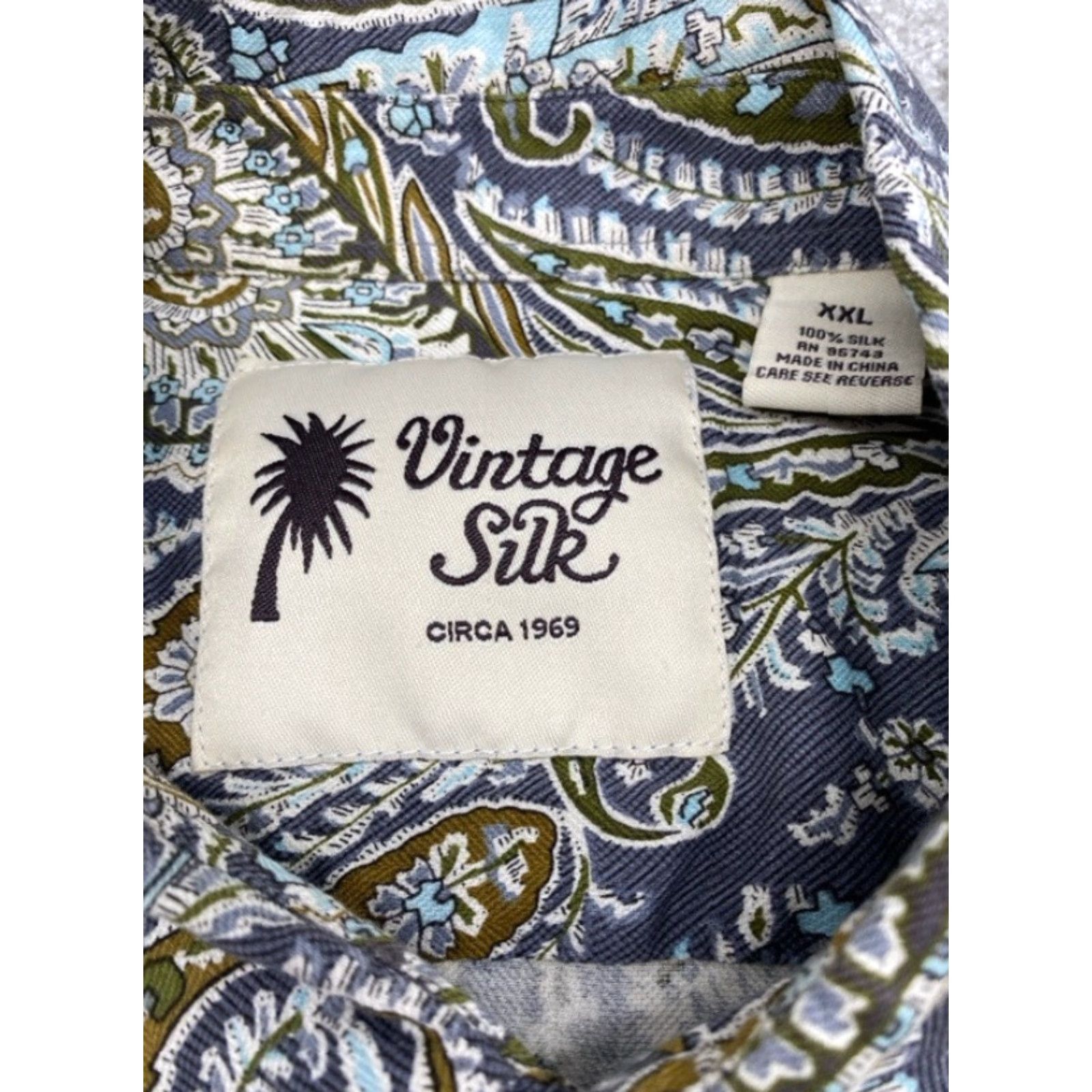 Vintage VINTAGE Men's 2XL Short Sleeve Button Up Silk Shirt Paisley 100% Silk Vintage Silk 5883 Size US XXL / EU 58 / 5 - 3 Thumbnail