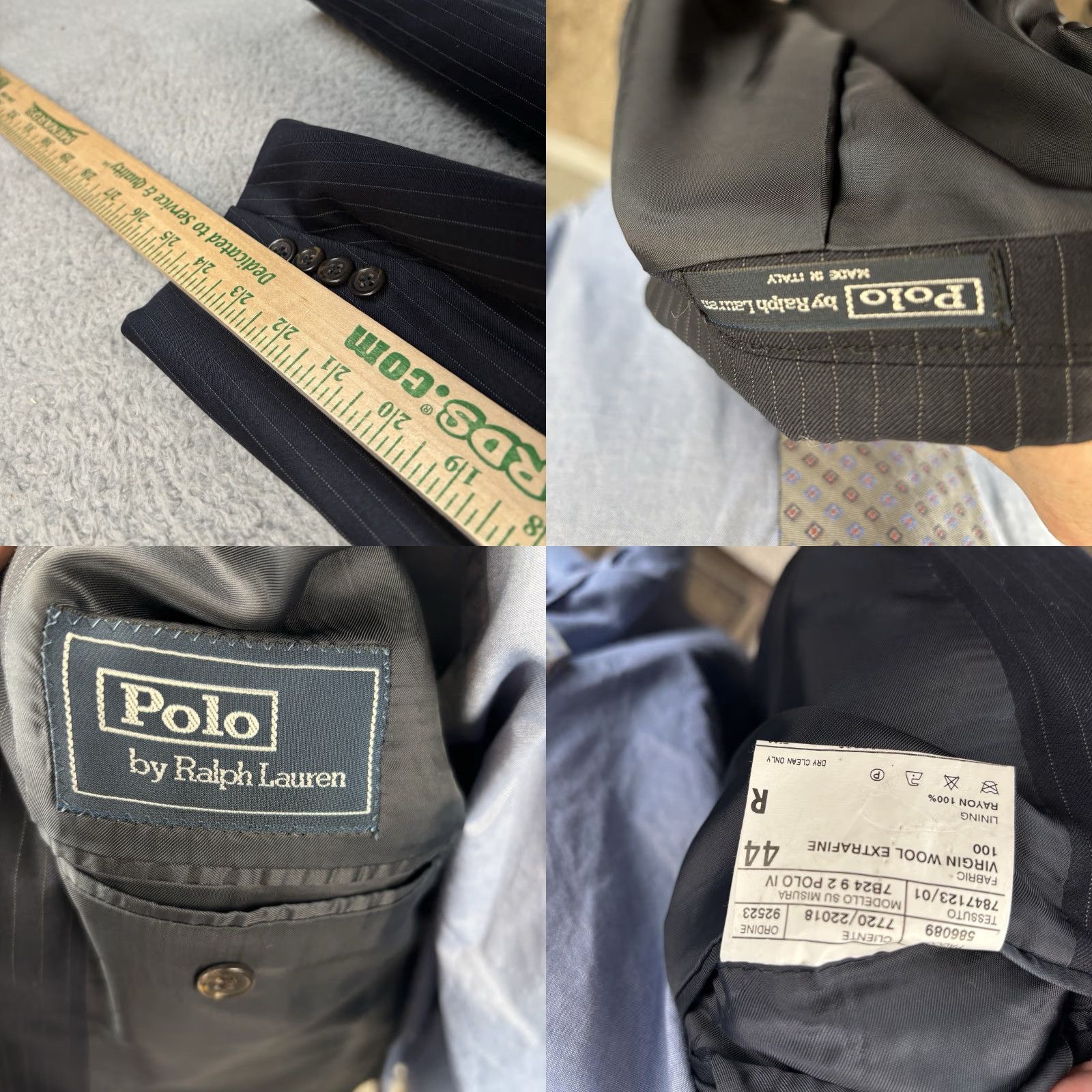 Polo Ralph Lauren VINTAGE Polo Ralph Lauren Blazer Navy Pinstripe 3 Button Wool Jacket Made Italy 44R Men Mens Size US XXL / EU 58 / 5 - 8 Thumbnail