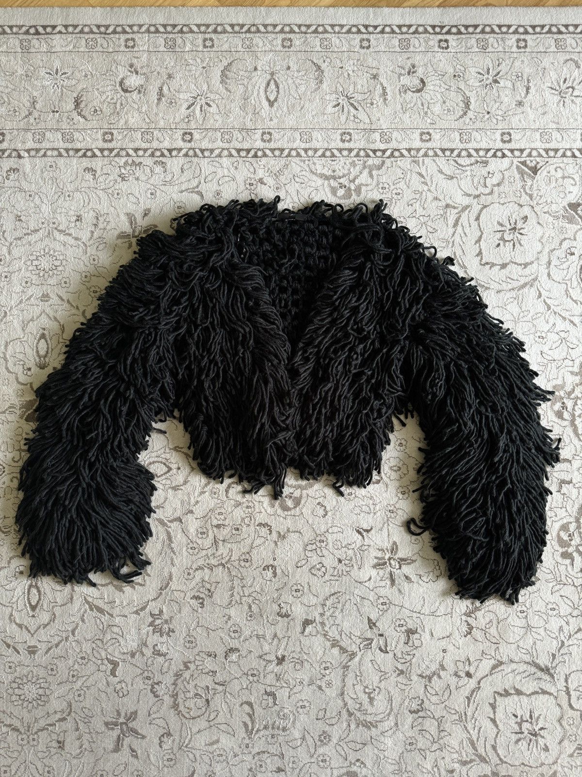 If Six Was Nine Y2K Crazy Fuzzy Tassel Cropped Knit Cardigan Margiela Style Size US M / EU 48-50 / 2 - 6 Thumbnail