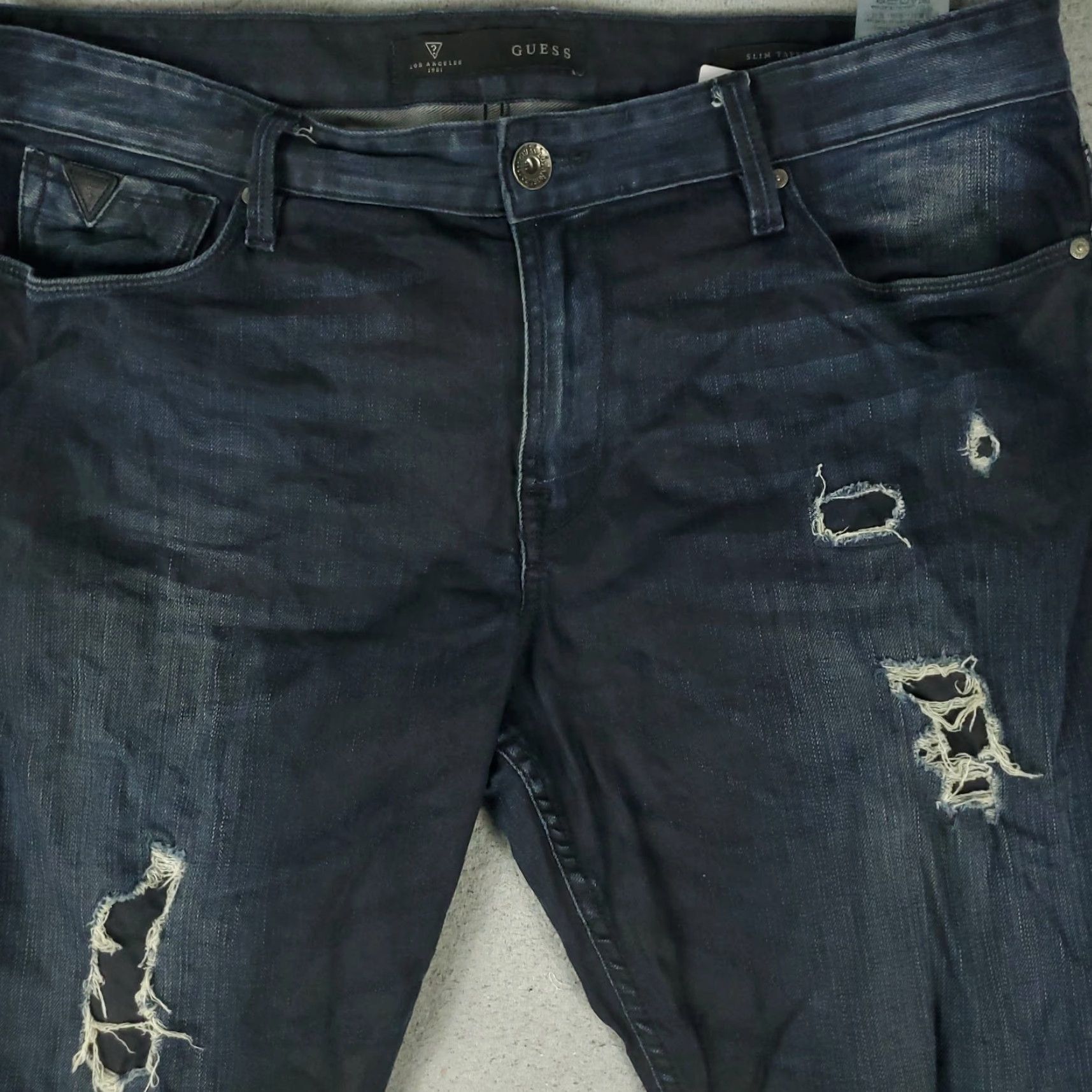 Guess GUESS Jeans Men's 38x32 Blue Distressed Tapered Slim Denim Pants Regular Fit Size US 38 / EU 54 - 2 Thumbnail