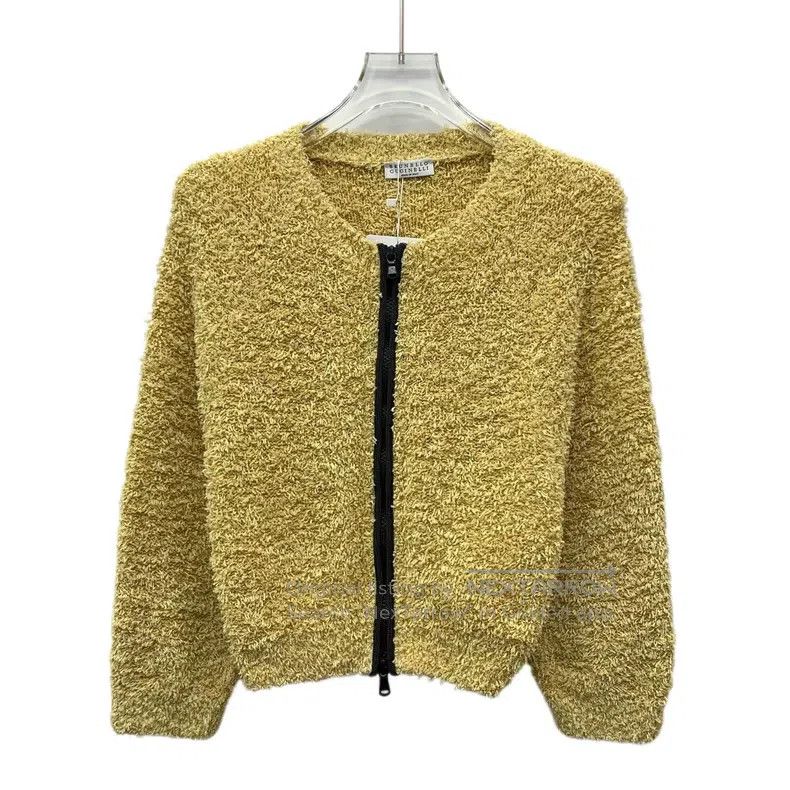 Brunello Cucinelli Brunello Cucinelli Yellow Cotton Crewneck Long Sleeve Zip- Size XS / US 0-2 / IT 36-38 - 1 Thumbnail