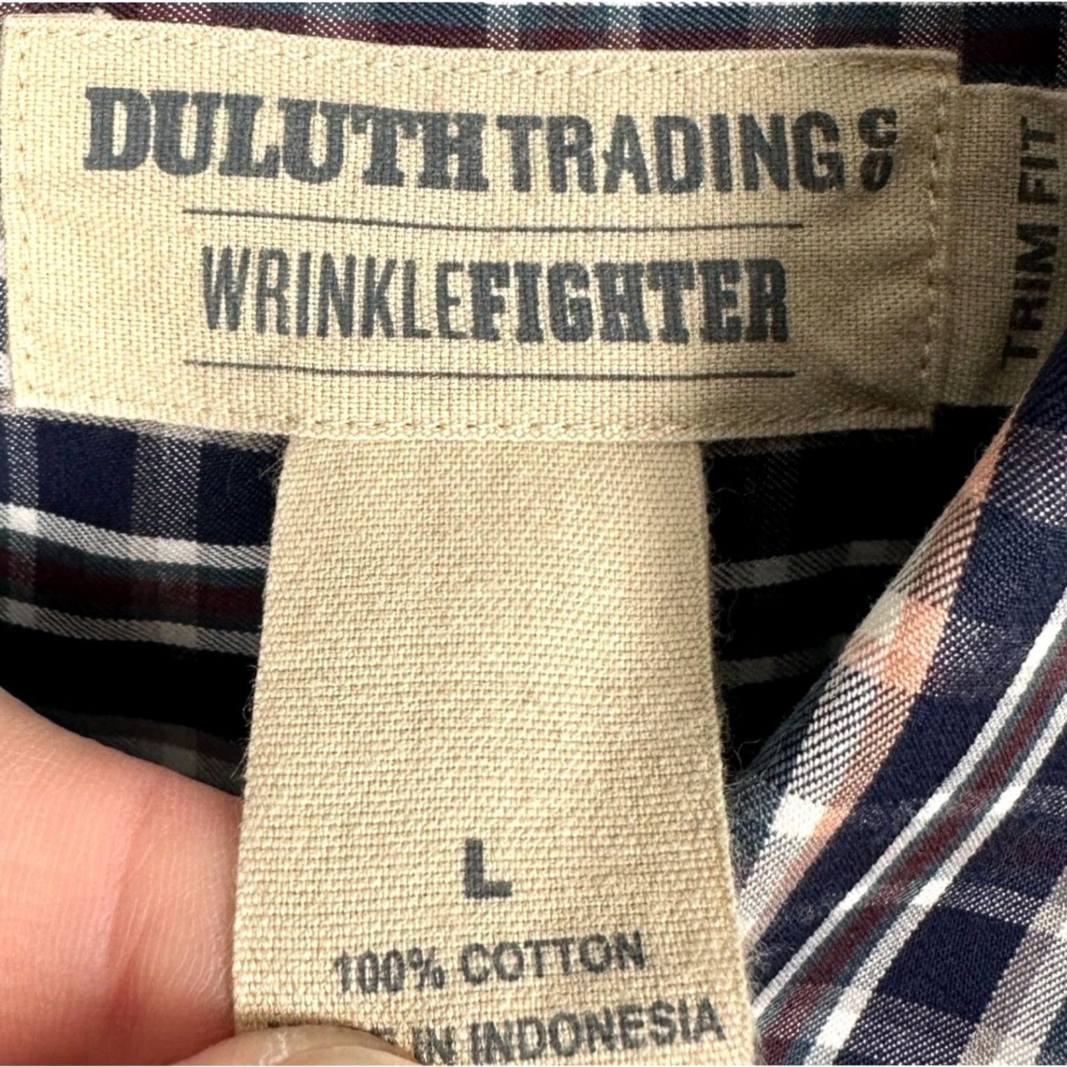Duluth Trading Company Duluth Trading Co Shirt Mens Large Blue Plaid Wrinklefighter Button Up Trim Fit Size US L / EU 52-54 / 3 - 4 Thumbnail