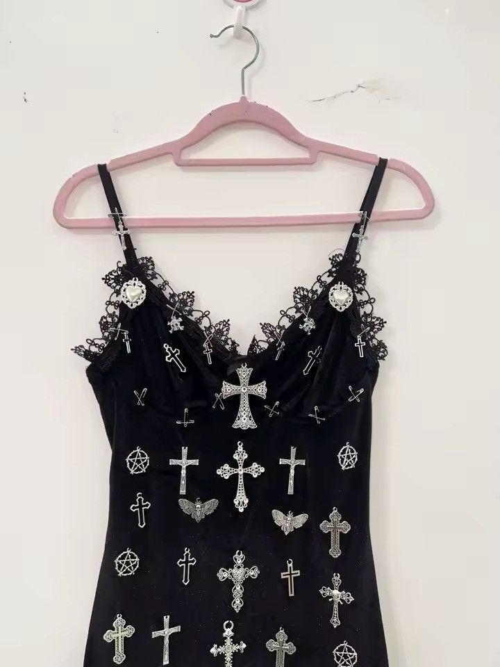 Other Gothic Punk Y2k Cross Skull Black Mini 2000s Dress Size S / US 4 / IT 40 - 2 Thumbnail