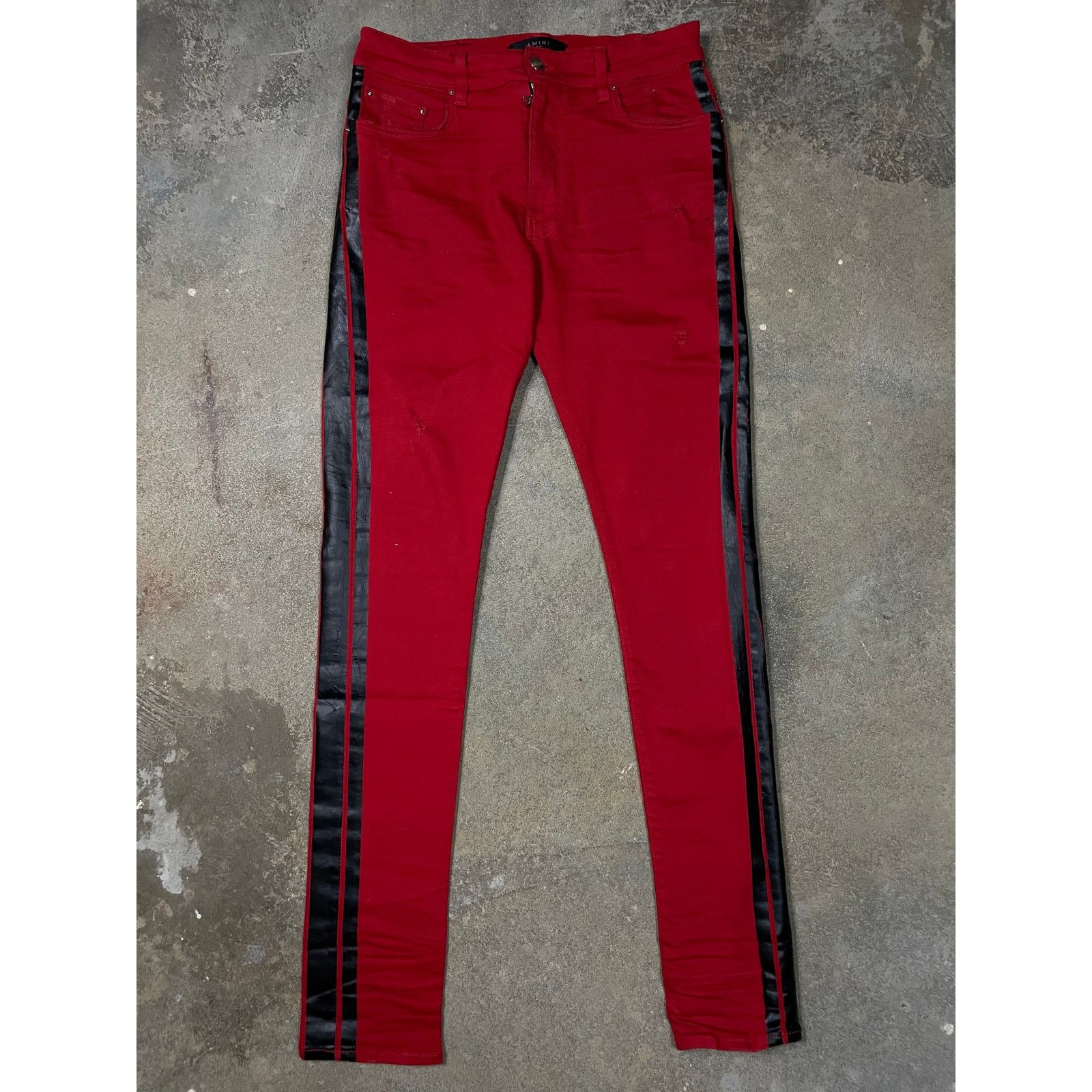 Amiri Amiri Jeans Thrasher Red Black Stripe 31 Used Size US 31 - 2 Thumbnail