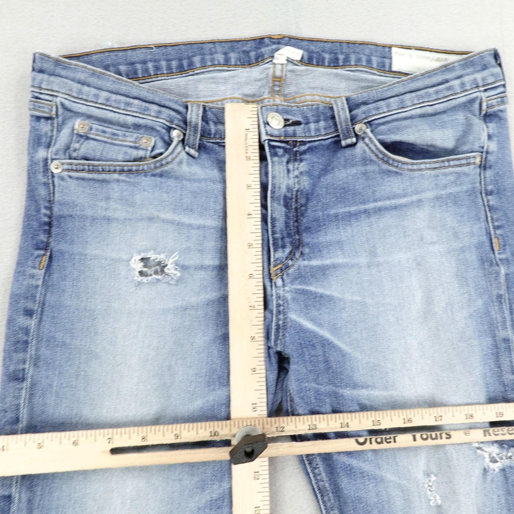 Rag & Bone VINTAGE Rag & Bone Crop Jeans Womens 32 Denim Distressed Frayed Hem Mid Rise Stretch Pockets 2010s Size 24" / US 00 / IT 34 - 4 Thumbnail