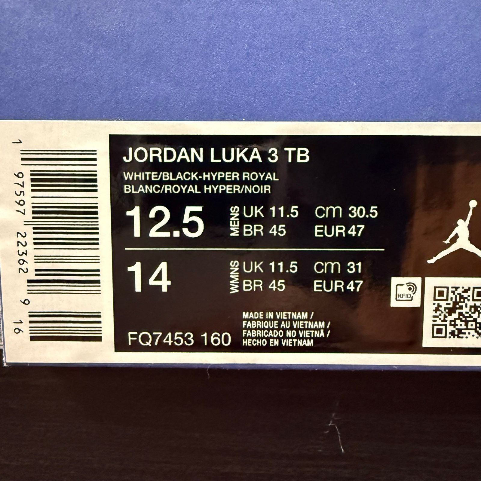 Jordan Brand JORDAN MEN'S 12.5 LUKA 3 TB WHITE ROYAL BLUE FQ7453-160 Size US 12.5 / EU 45-46 - 7 Thumbnail
