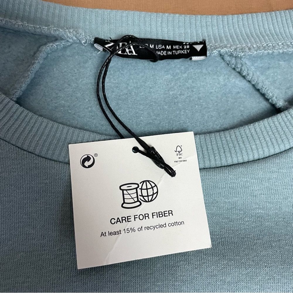 Zara NWT New Zara Cropped Baby Blue Sleeveless Sweatshirt Size M Size M / US 6-8 / IT 42-44 - 6 Thumbnail