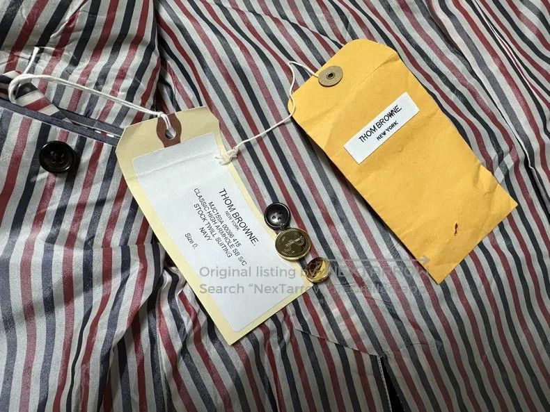 Thom Browne Thom Browne Dark Blue Gold Button Suit Jacket Size US XS / EU 42 / 0 - 5 Thumbnail