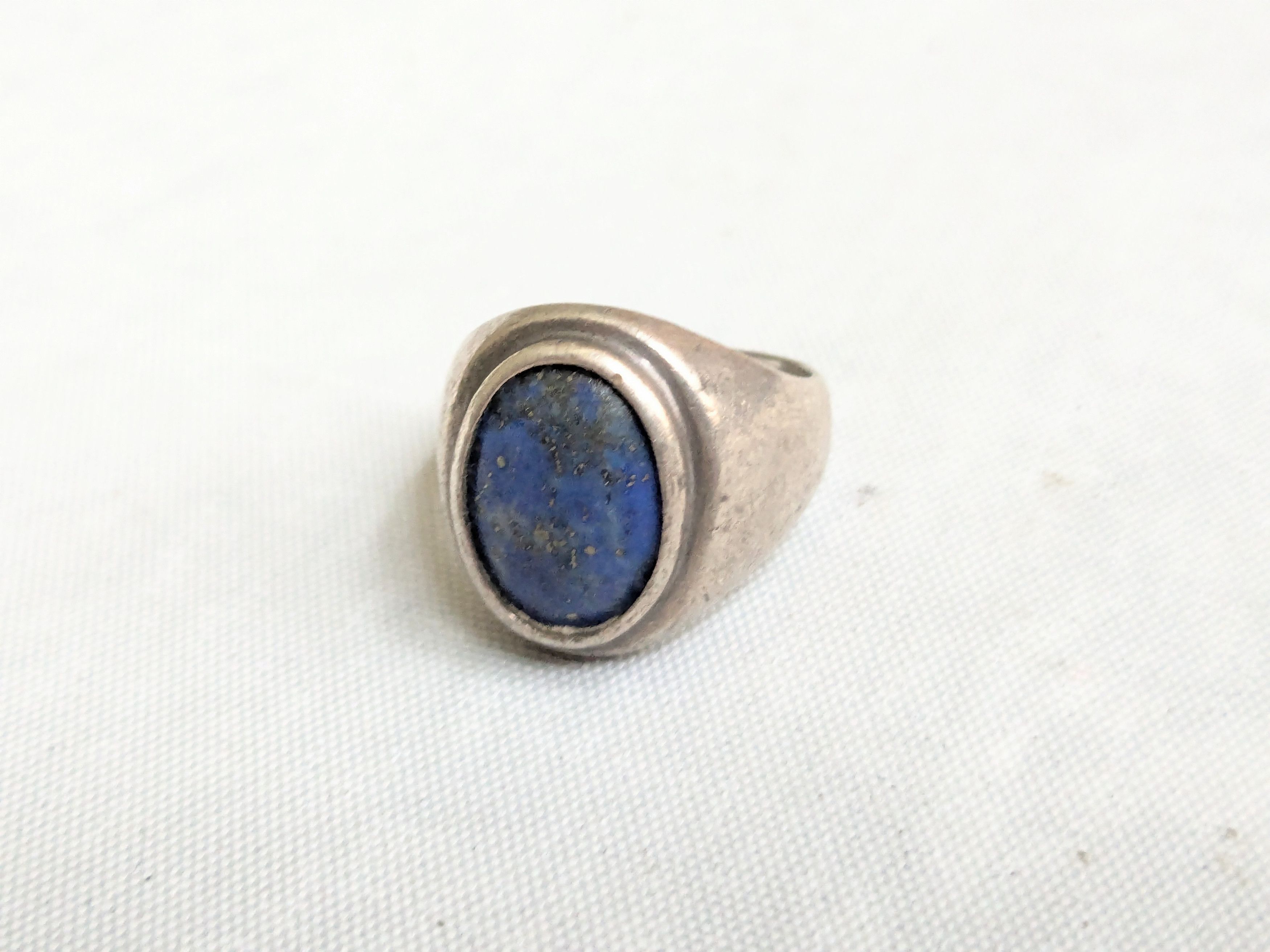 Jewelry Vintage Sterling Silver Ring Lapis Lazuli Oval Cabochon Blue Size ONE SIZE - 1 Thumbnail