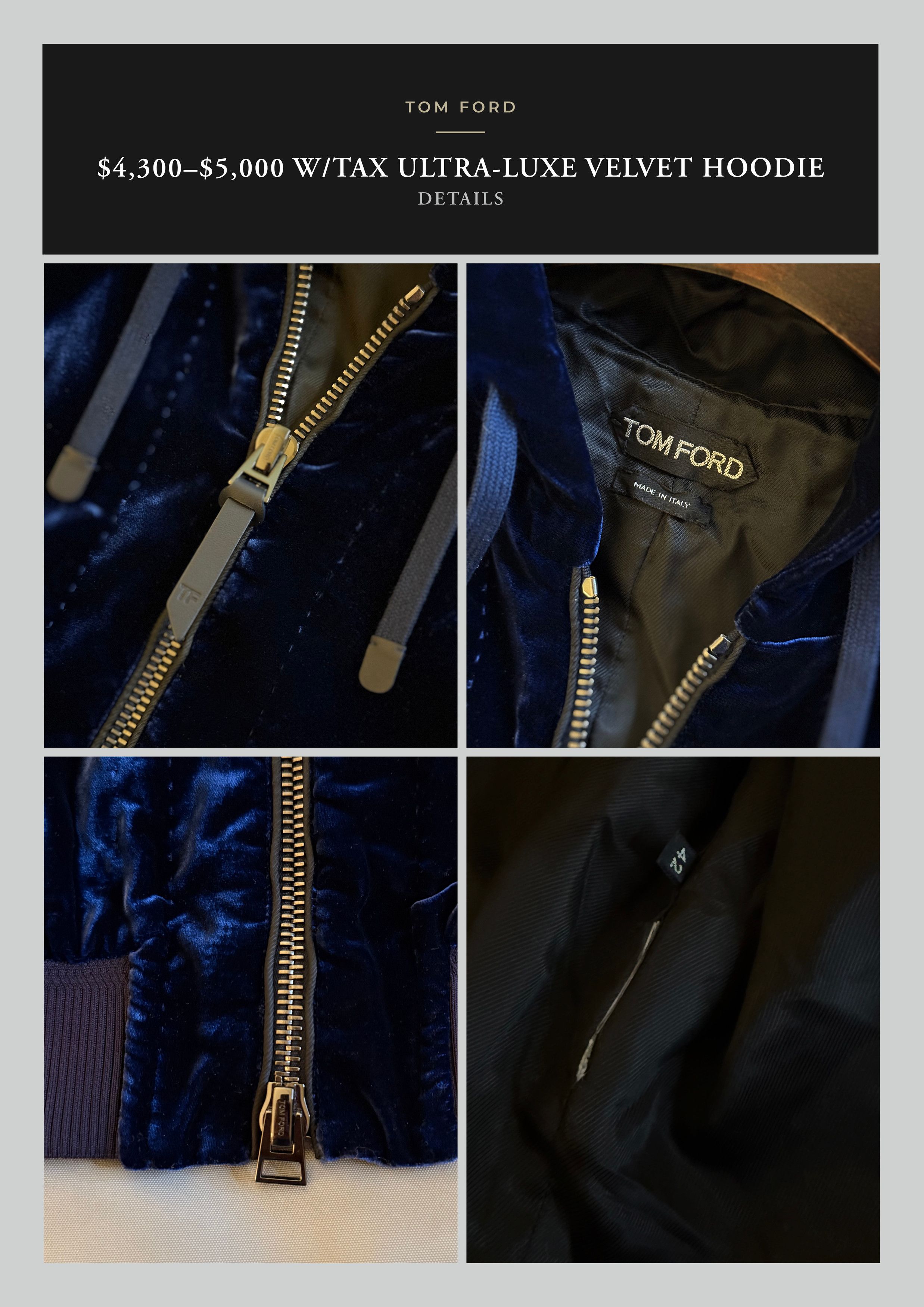 Tom Ford Best Dressed $4,300 w/Tax Highest End Velvet Hoodie Size US L / EU 52-54 / 3 - 23 Thumbnail