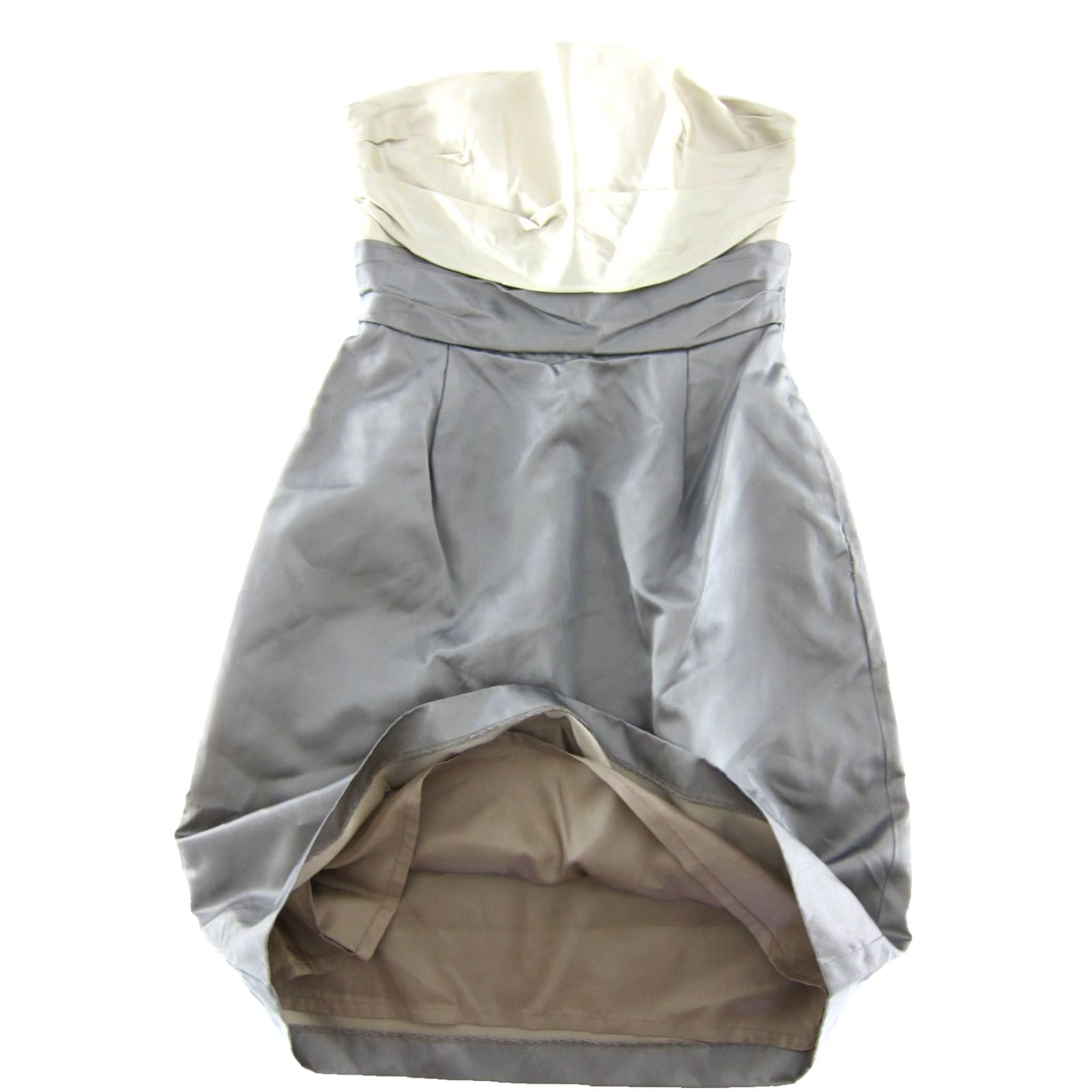 Vintage VINTAGE Jim Hjelm Dress Strapless Satin Face Taffeta Pewter Gathered Bodice Knee Length 12 Womens Gray 90s Wedding Formal Size XL / US 12-14 / IT 48-50 - 6 Thumbnail