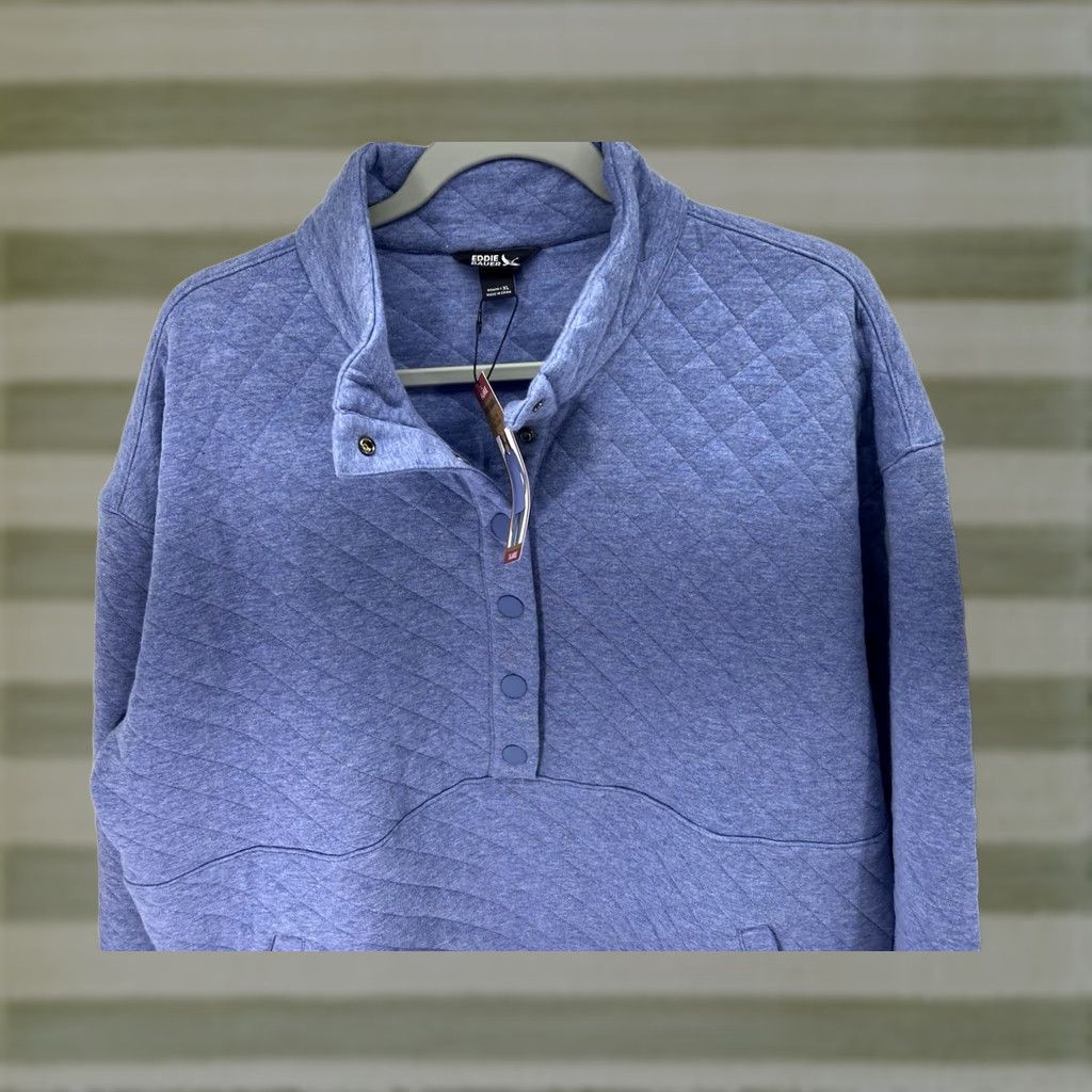 Eddie Bauer VINTAGE Eddie Bauer Quilted Sweater Women XL Blue Long Sleeve Pullover Cotton Blend Mens Size XL / US 12-14 / IT 48-50 - 1 Thumbnail