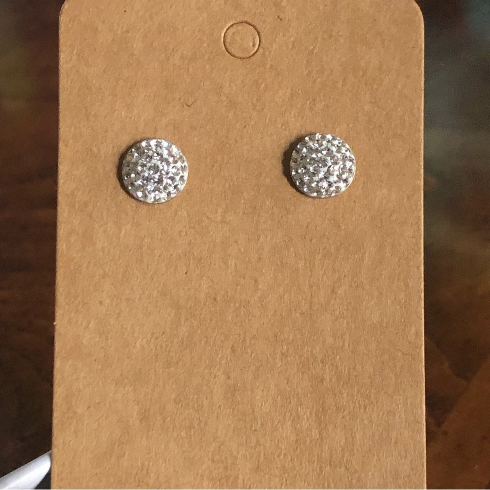 Jewelry 10mm pave rhodium plated sparkle stud post earrings Size ONE SIZE - 5 Thumbnail