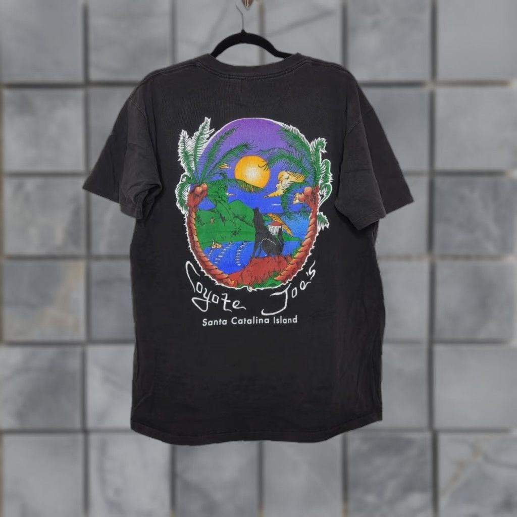 Vintage VINTAGE Oneita Nature Shirt L Black Double Sided Single Stitch Coyote Joes 90s Grunge Y2K Men Size US L / EU 52-54 / 3 - 1 Thumbnail