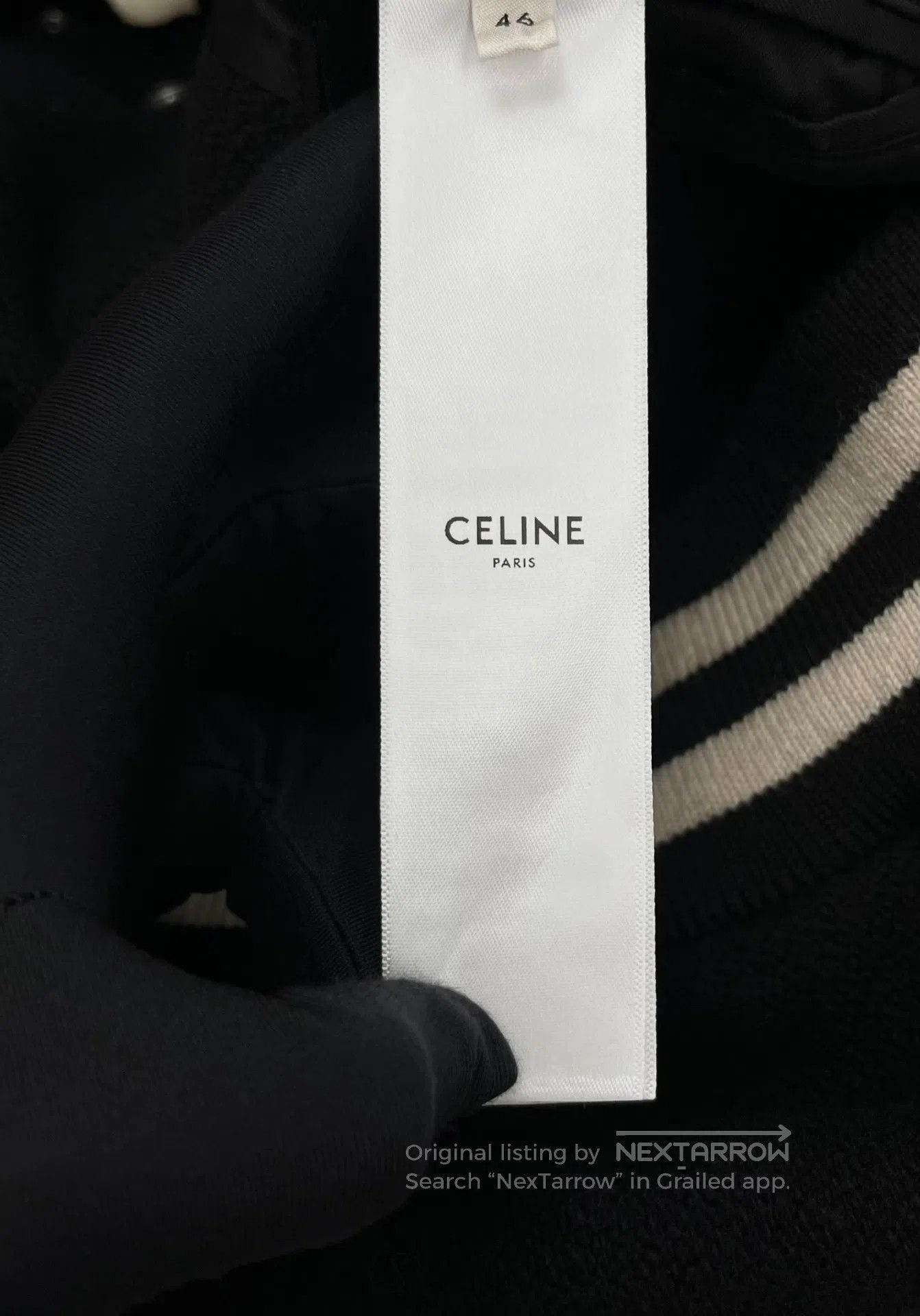 Celine CELINE Black and White Leather Sleeve Baseball Jacket| Size US S / EU 44-46 / 1 - 4 Thumbnail