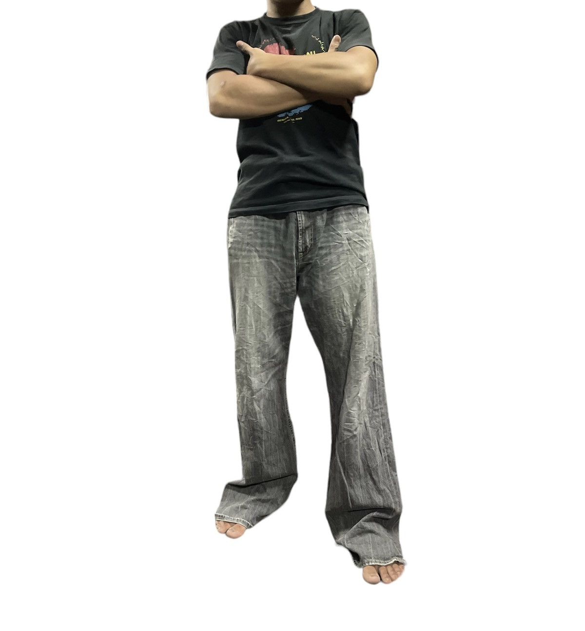If Six Was Nine JAPANESE VINTAGE BOOTCUT DISTRESSED FADED BAGGY JEANS Size US 37 - 1 Thumbnail