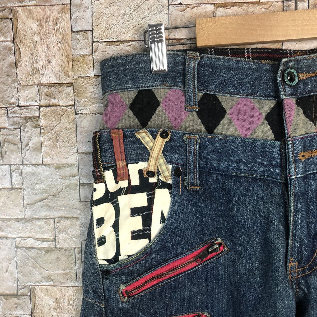 Other Surf Style Double Waist Blue Denim Pants #A72 Size US 31 - 8 Thumbnail