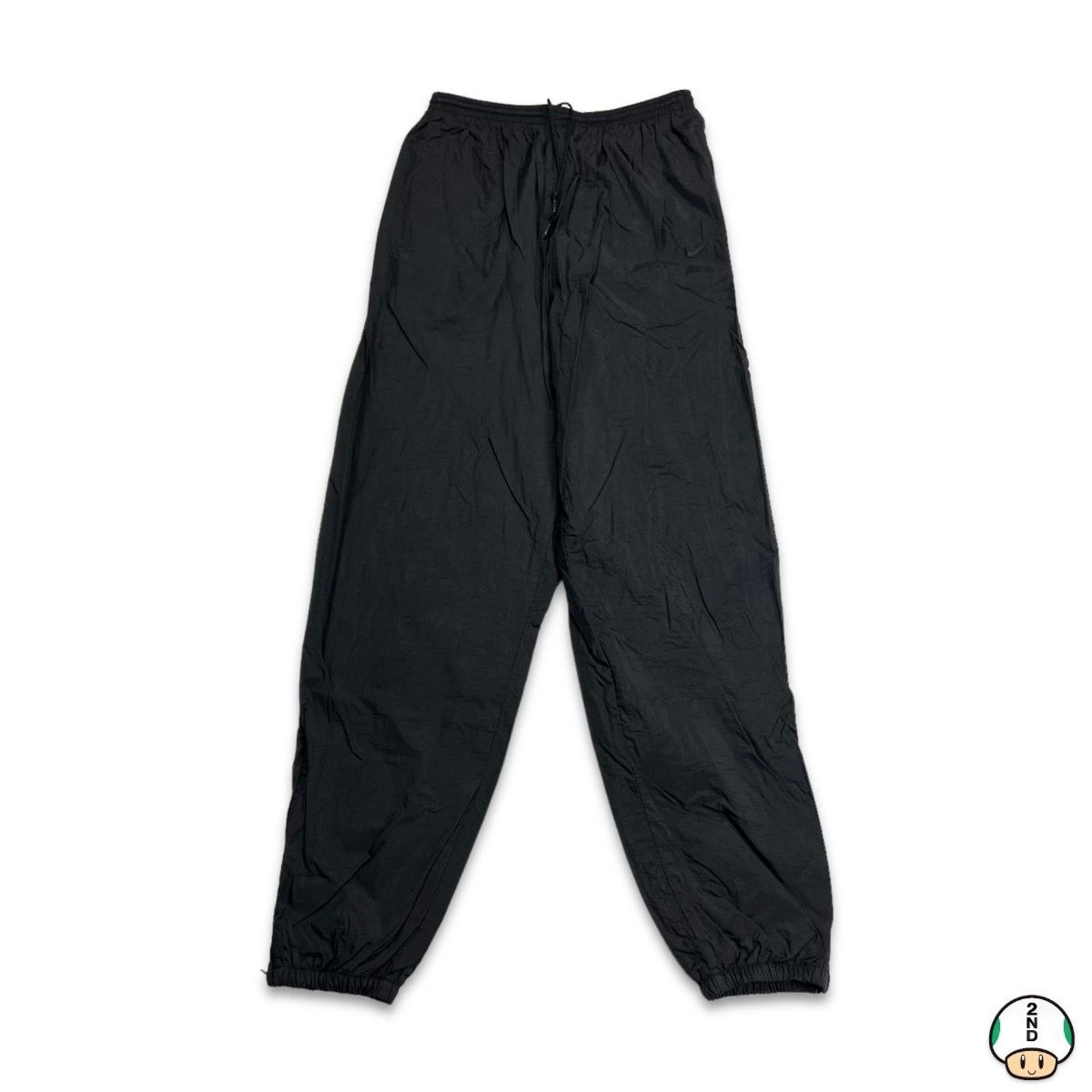 Nike × Vintage Vintage 90s Nike Track Pants Medium Black Swoosh Nylon Size US 26 / EU 42 - 1 Thumbnail