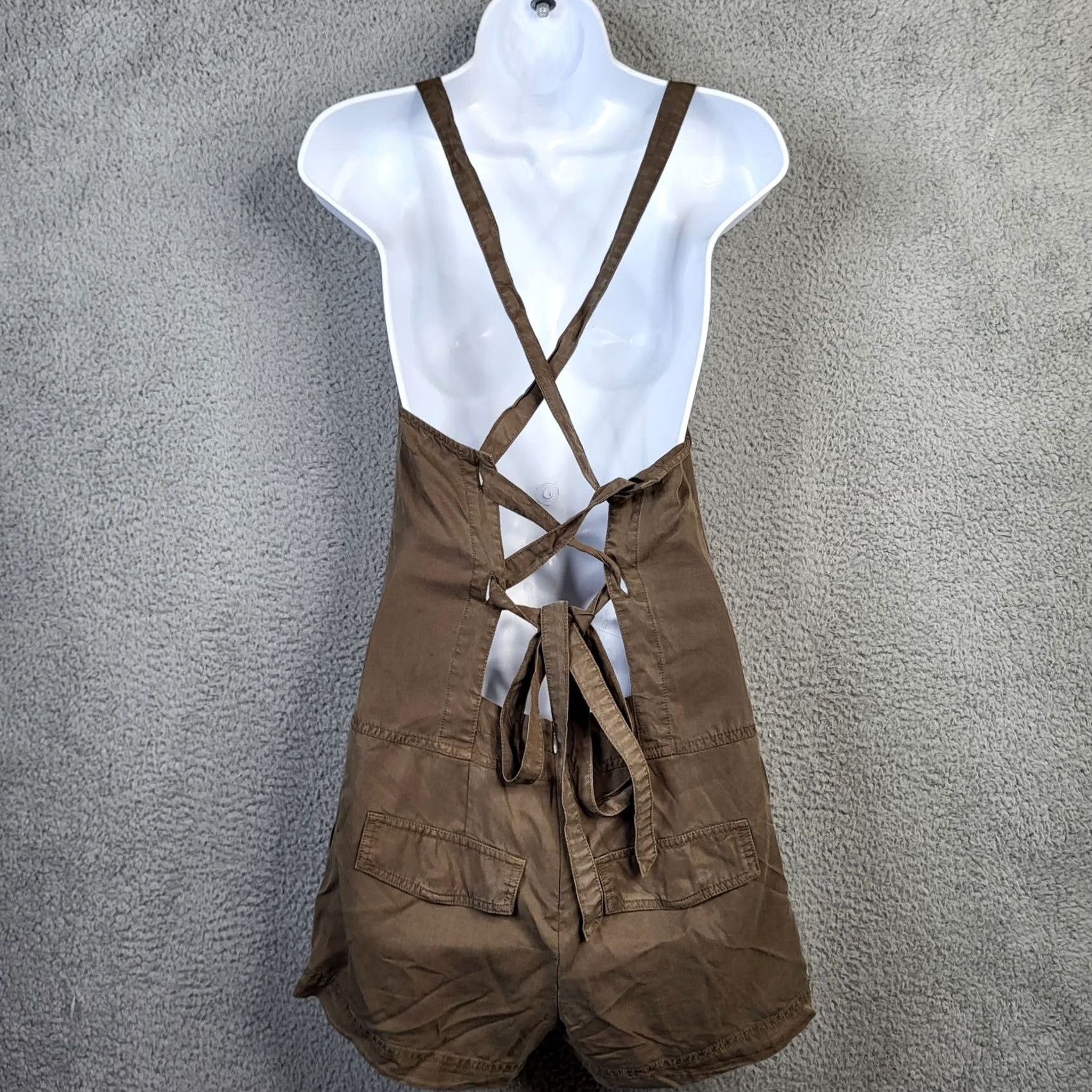 Vintage PAM & GELA Brown Women's Sleeveless Lace Up Romper Size P Size 28" / US 6 / IT 42 - 2 Thumbnail