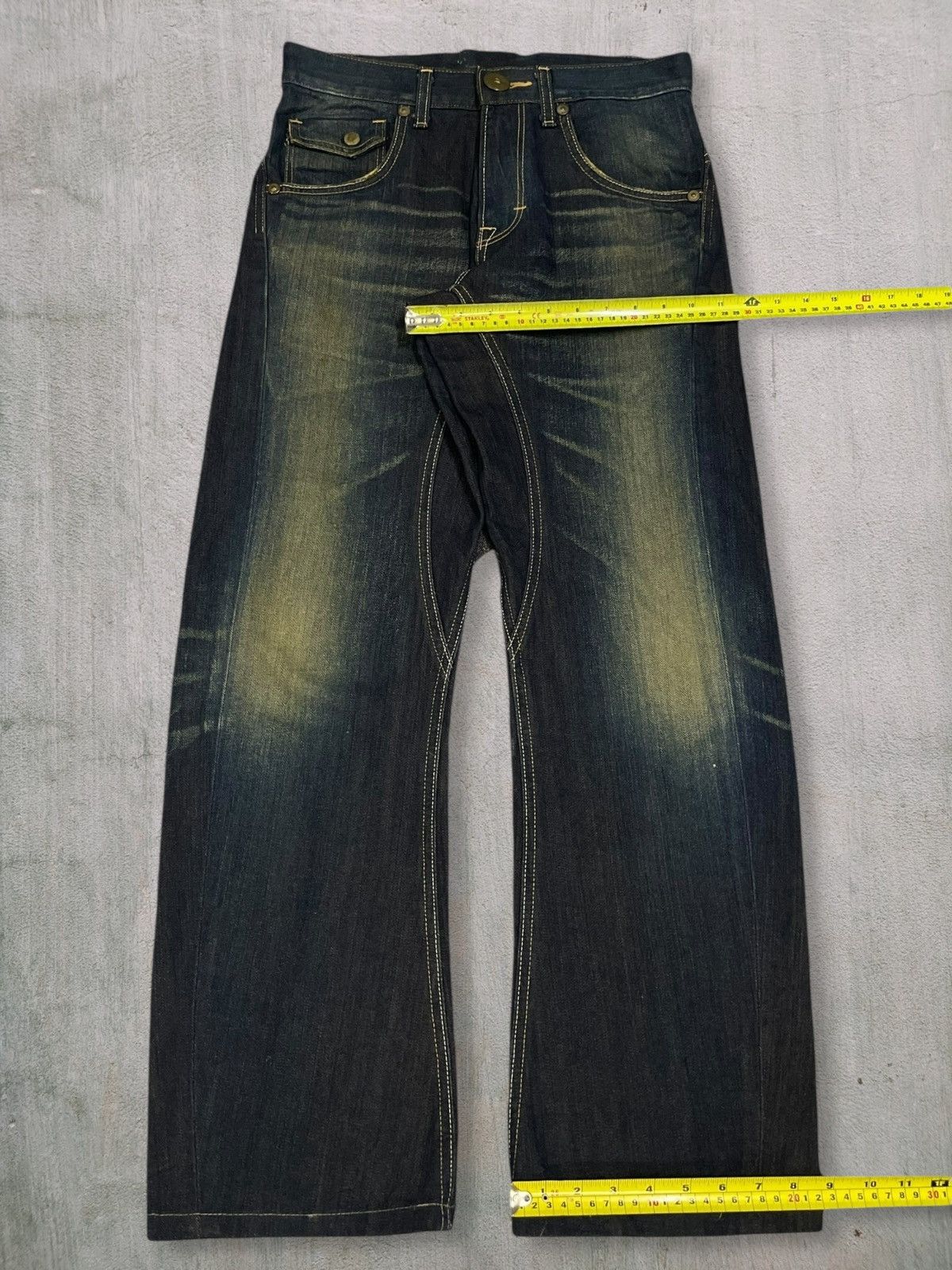 Cowboy Equipment Vintage Lee Cowboy Whisk Mud Wash Wide-Leg Buckle-Back Jeans Size US 30 / EU 46 - 15 Thumbnail