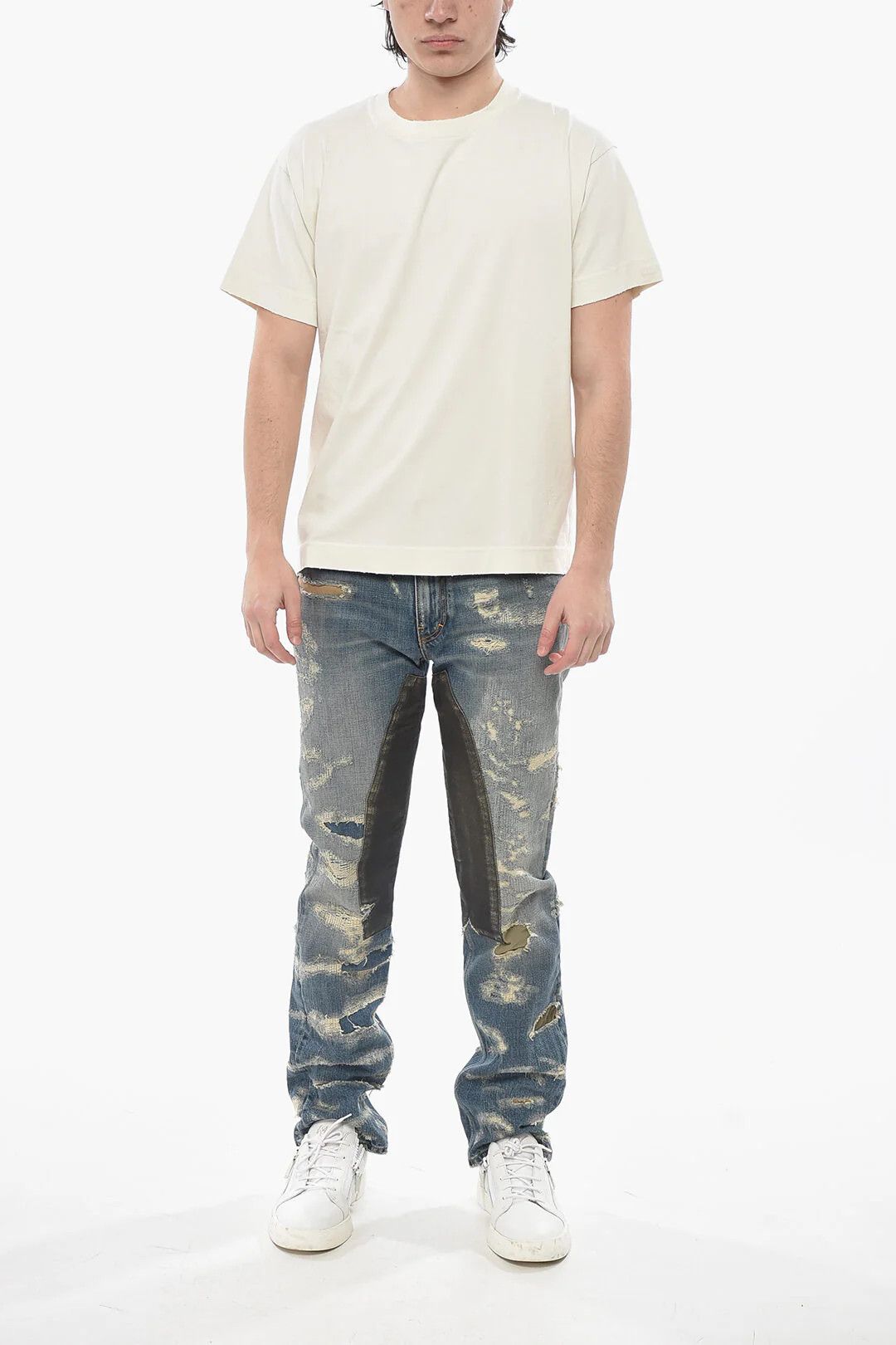 Givenchy og1mm0326 Monochrome Washed-Effect Cotton T-Shirt in White Size US XS / EU 42 / 0 - 4 Thumbnail