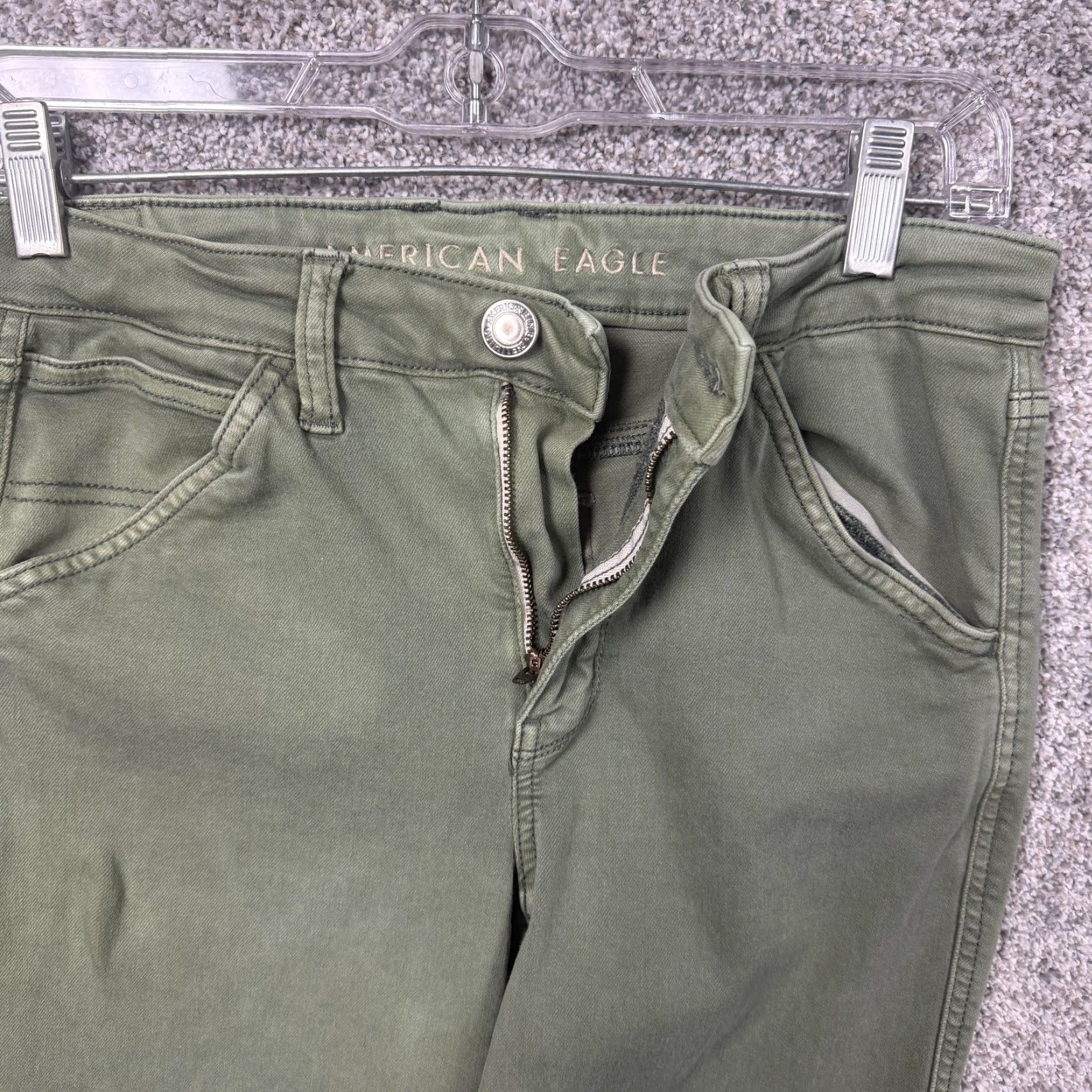 American Eagle Outfitters American Eagle Jeans Womens 8 Green Mid Rise Skinny 29x27 Next Level Stretch Size 30" / US 8 / IT 44 - 6 Thumbnail