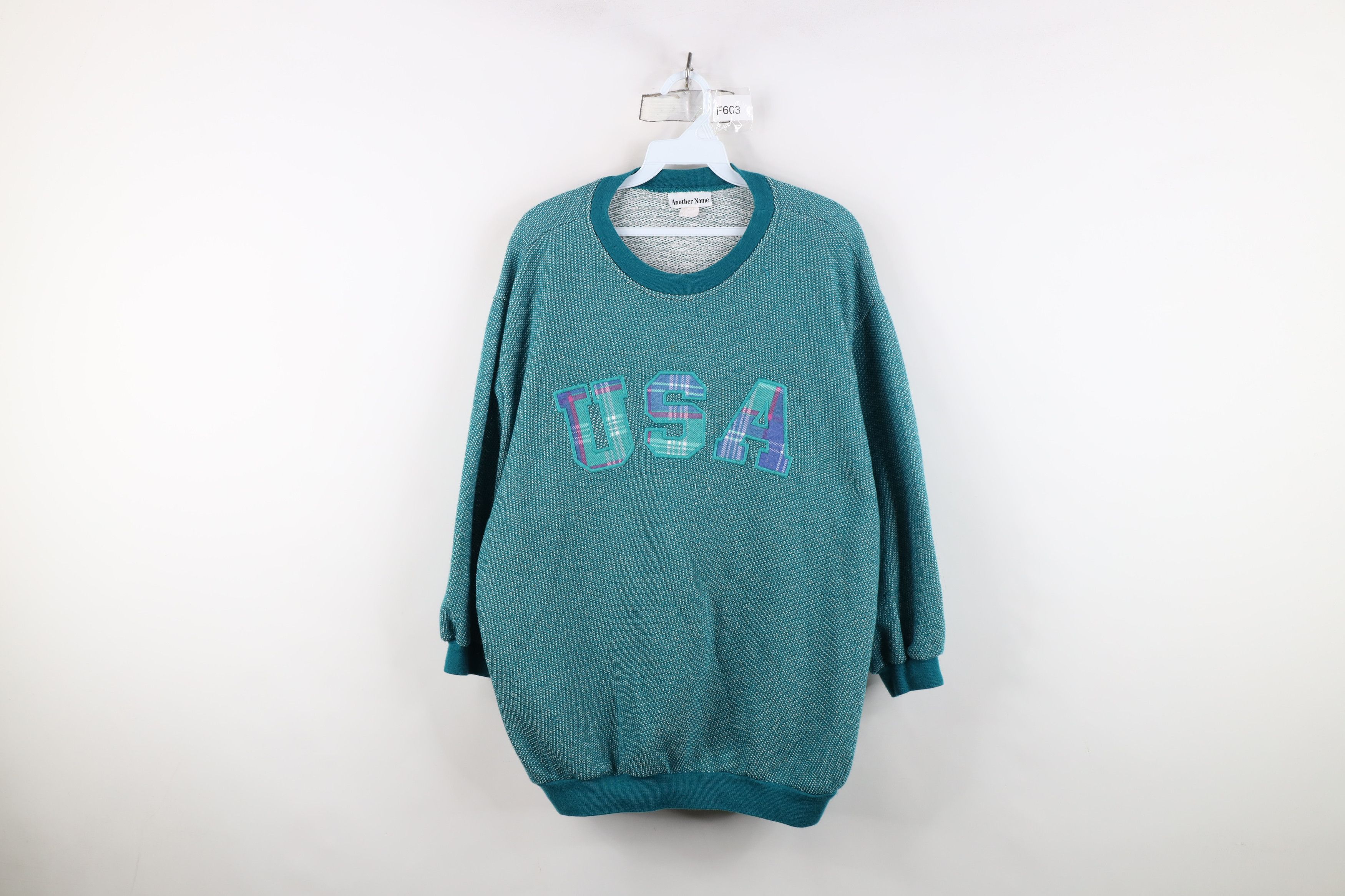 Vintage Vintage 90s Streetwear Thermal Knit USA Sweatshirt USA Size L / US 10 / IT 46 - 1 Thumbnail