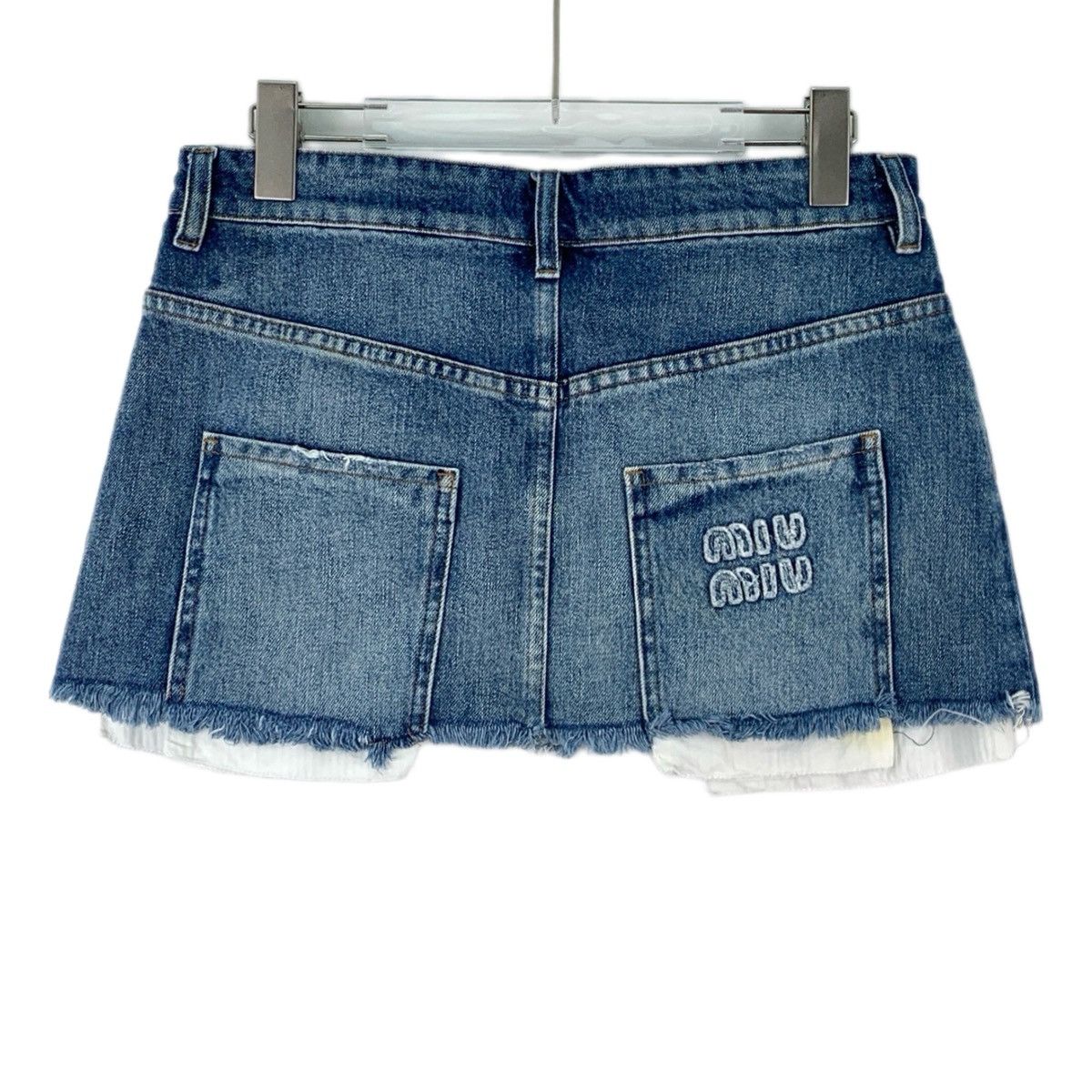 Miu Miu Miu Miu Blue Washed Logo Embroidered Denim Skirt K26WX Size 30" / US 8 / IT 44 - 2 Thumbnail