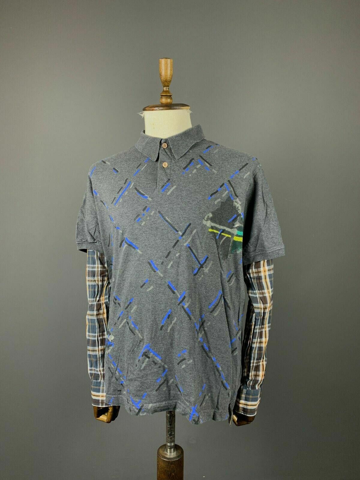 Desigual Men Desigual Happy! Grey Big Polo Shirt Pullover Size 2XL Size US XXL / EU 58 / 5 - 1 Thumbnail
