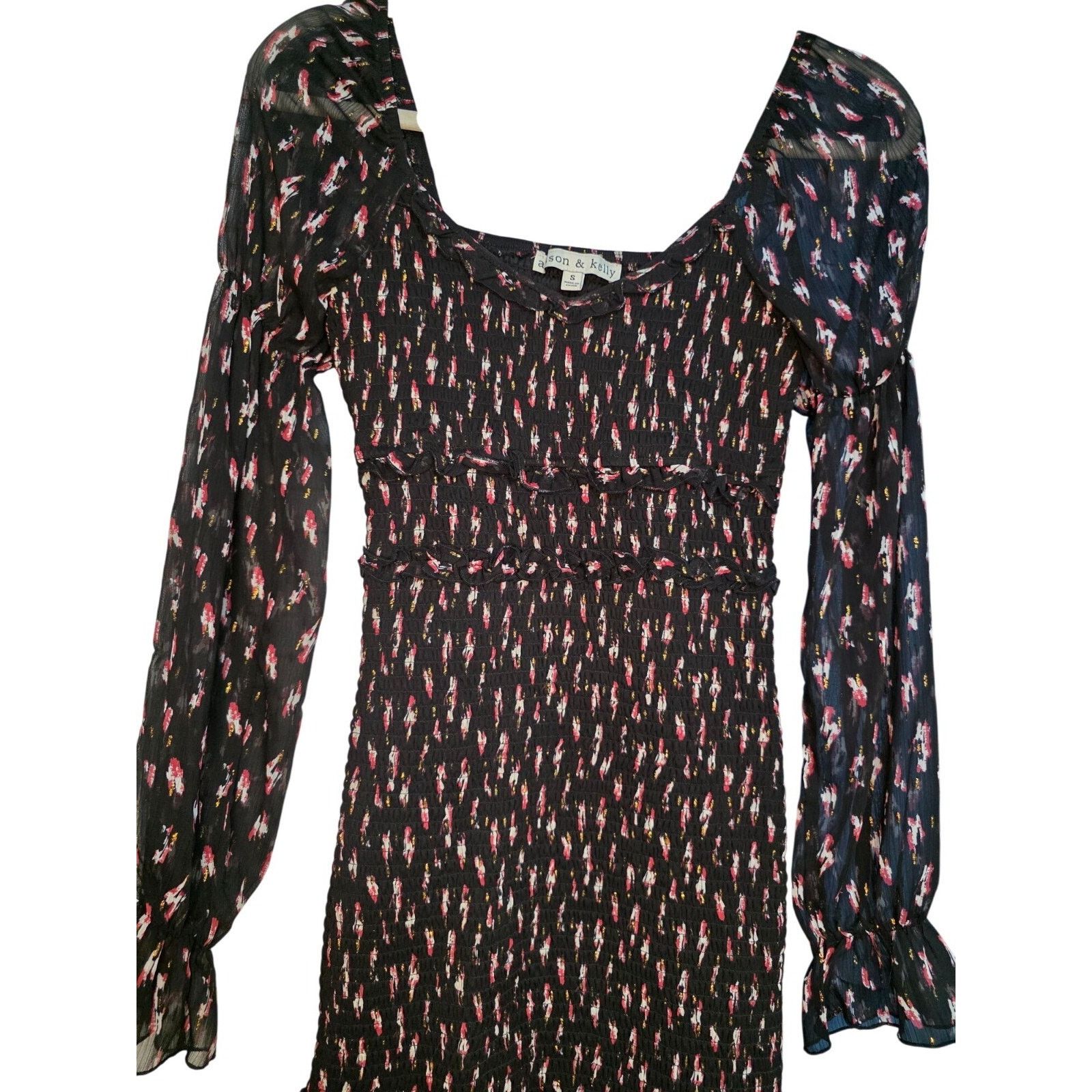 & Other Stories Allison & Kelly Womens Small Floral Long Sleeve Mini Dress Size S / US 4 / IT 40 - 8 Thumbnail