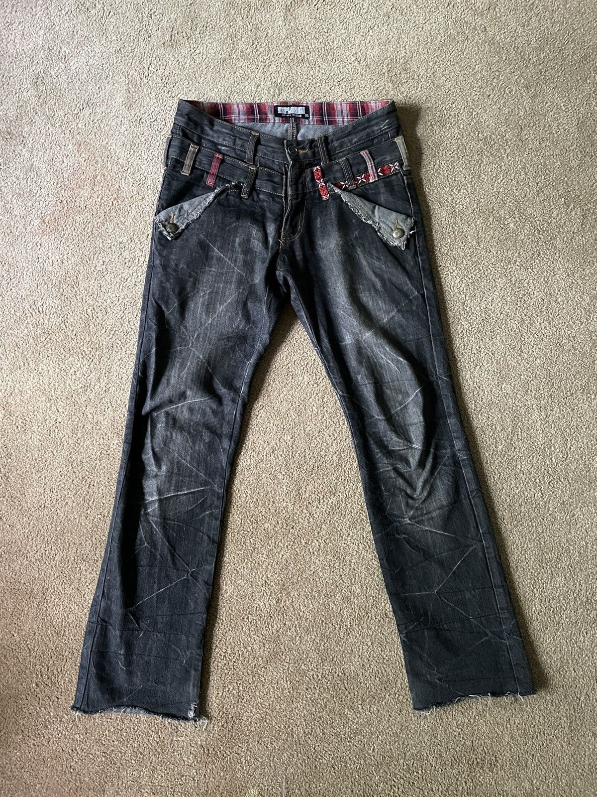 Japanese Brand Explosion by Nylaus Double-Waisted Distressed Jeans Size US 32 / EU 48 - 1 Thumbnail
