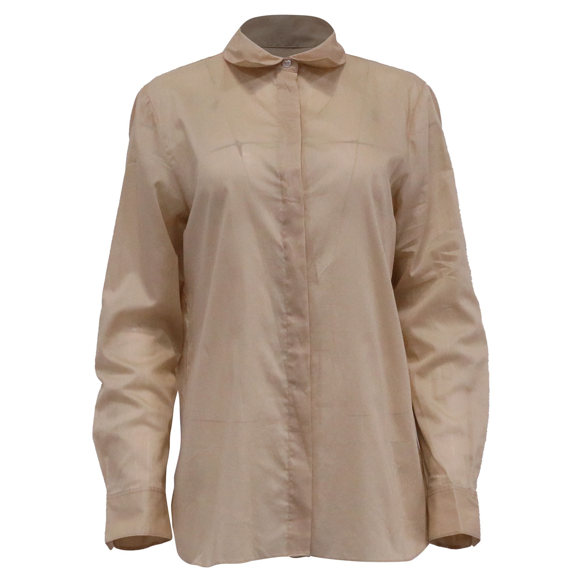 Theory Theory Hidden-Buttoned Shirt in Beige Cotton Size XS / US 0-2 / IT 36-38 - 1 Thumbnail
