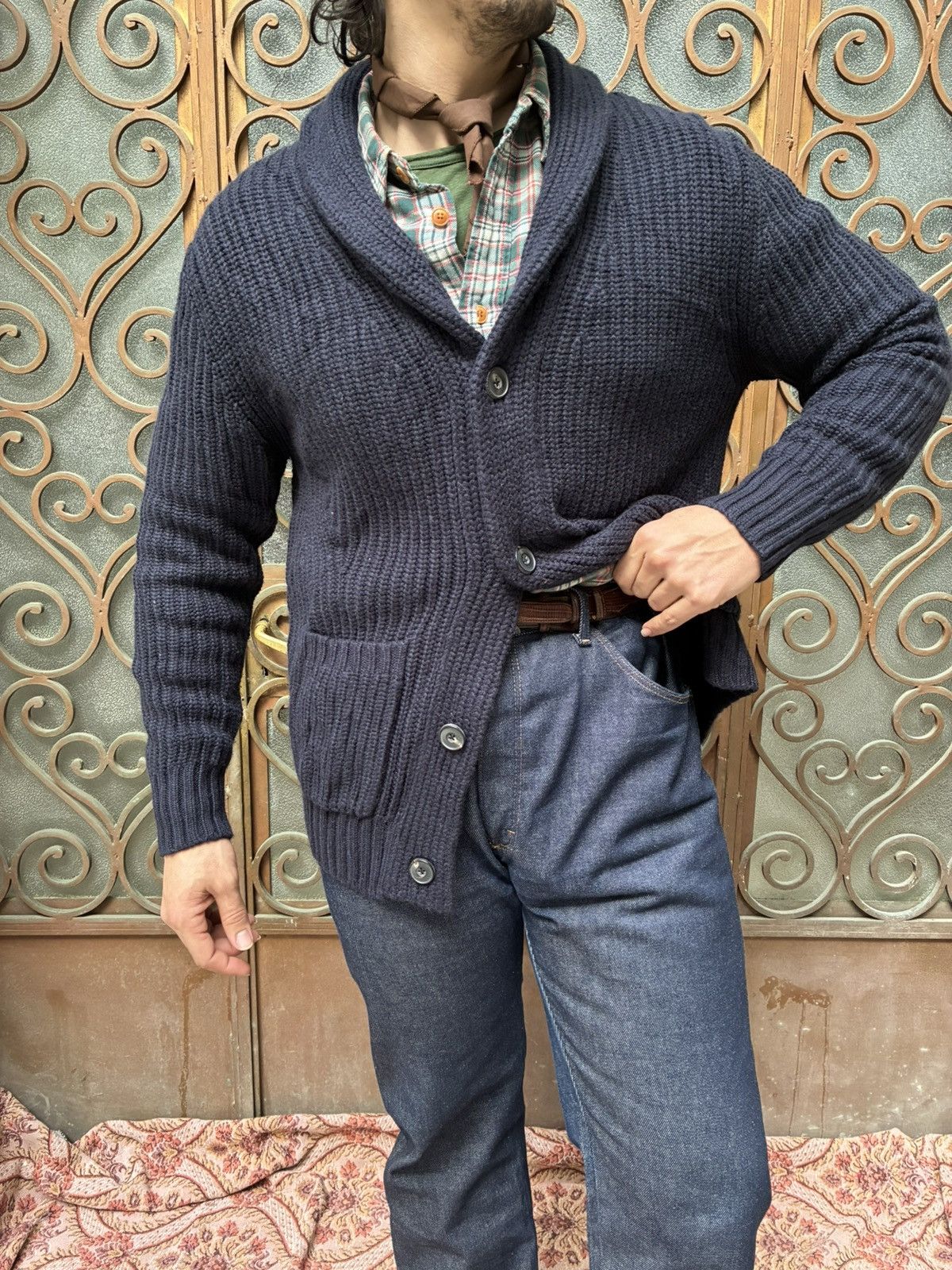 Buck Mason BUCK MASON HEAVY KNIT SHAWL COLLAR WOOL CASHMERE CARDIGAN Size US L / EU 52-54 / 3 - 14 Thumbnail