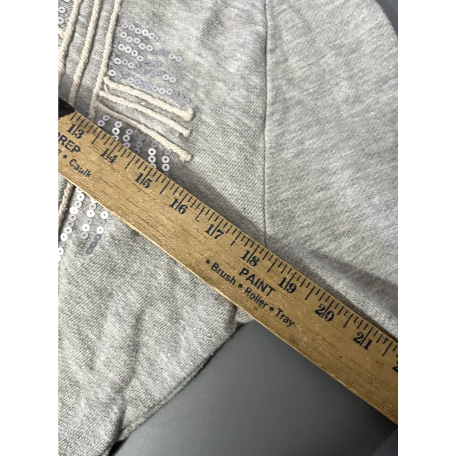 Vintage DEMOCRACY Women's M Core Essential Crew Neck Sweater Sweatshirt Gray Knit Long Sleeve Sequin Wrist Ties Casual Pullover Size M / US 6-8 / IT 42-44 - 5 Thumbnail