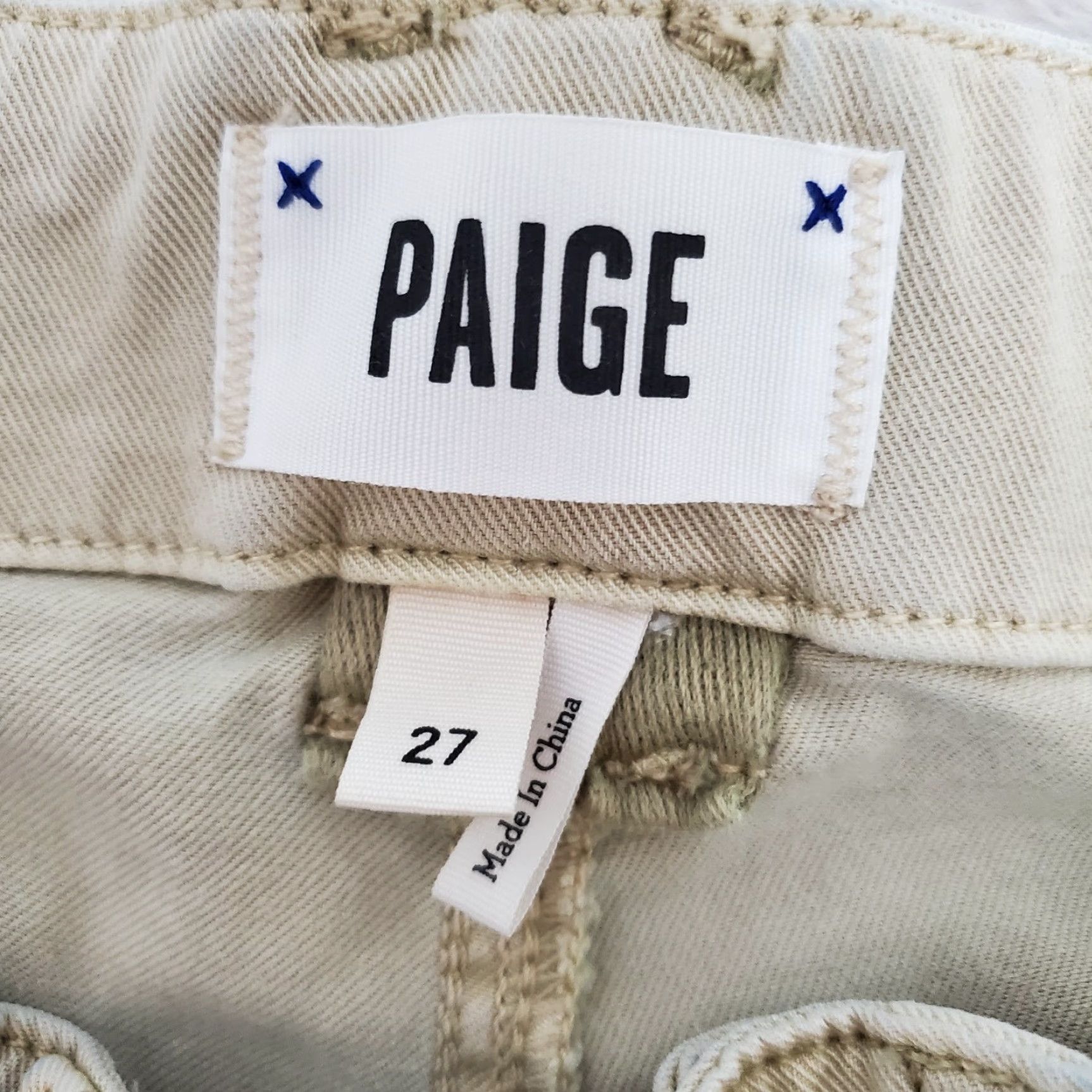 Paige Paige Pants Women 27 Beige Mid Rise Wide-Leg Drawstring Stretch 29X28 Beachy Size 27" / US 4 / IT 40 - 3 Thumbnail