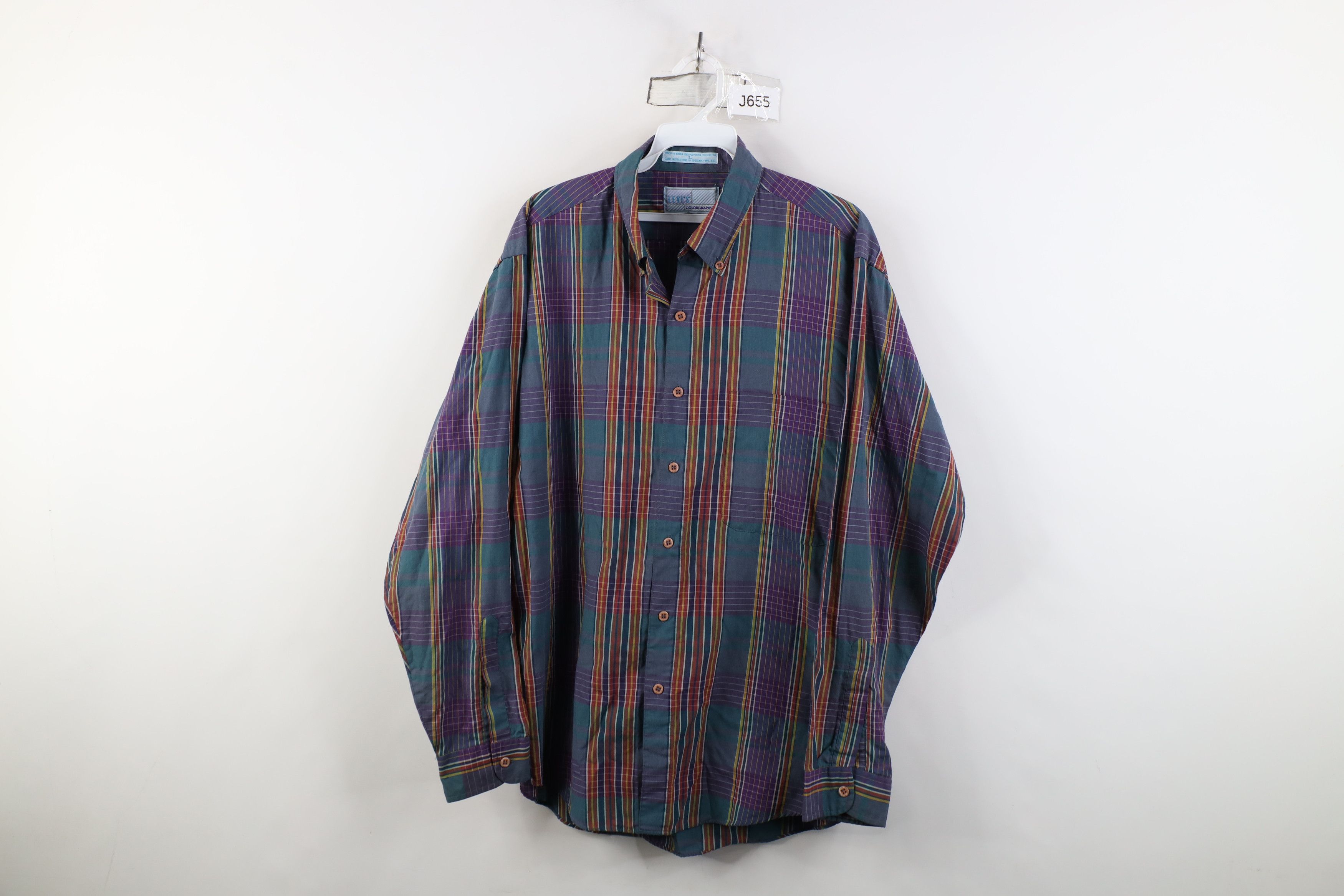 Levi's Vintage 80s Levis Rainbow Madras Plaid Button Down Shirt Size US L / EU 52-54 / 3 - 1 Thumbnail
