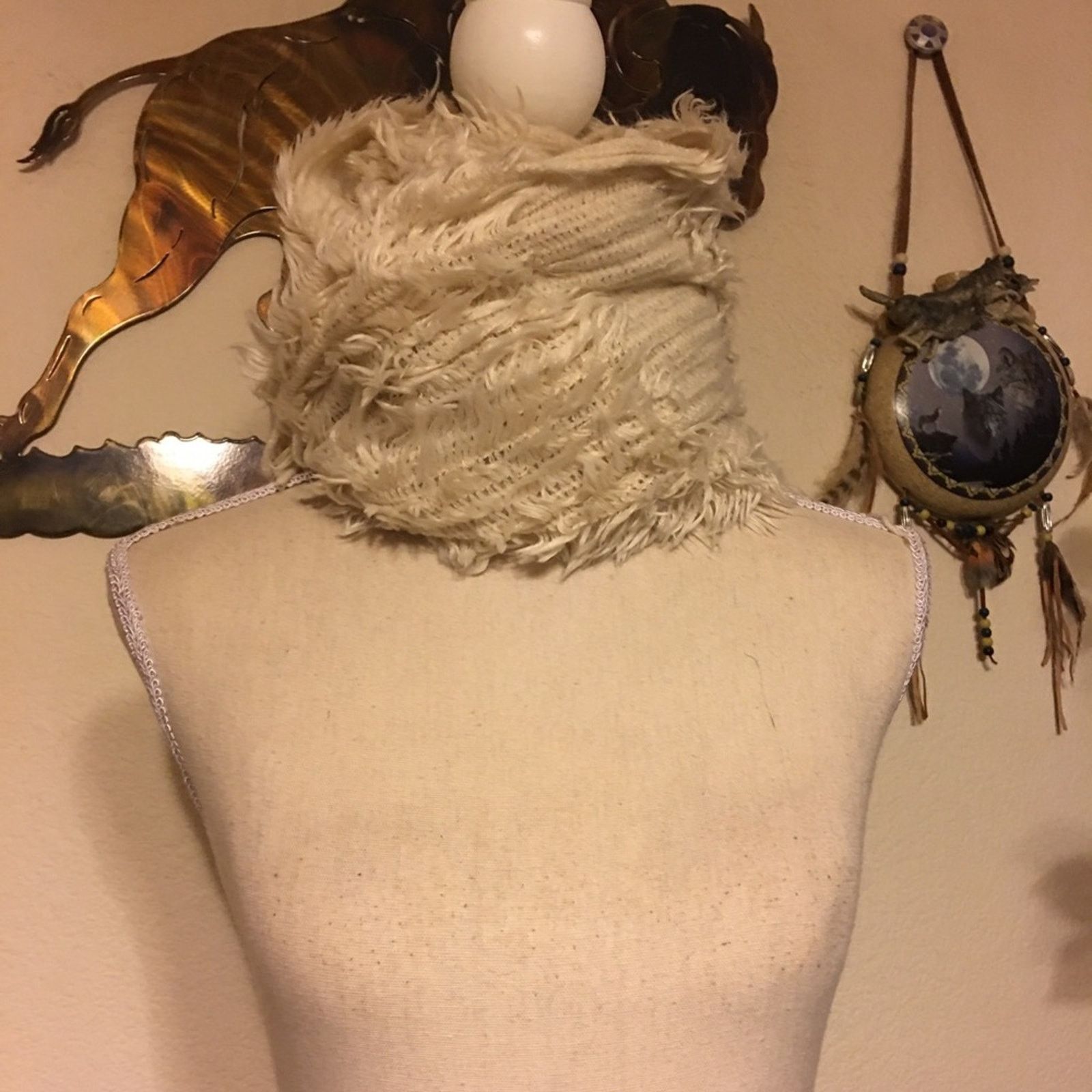 Other Cream faux fur and knit scarf wrap 10”x80” Size ONE SIZE - 8 Thumbnail